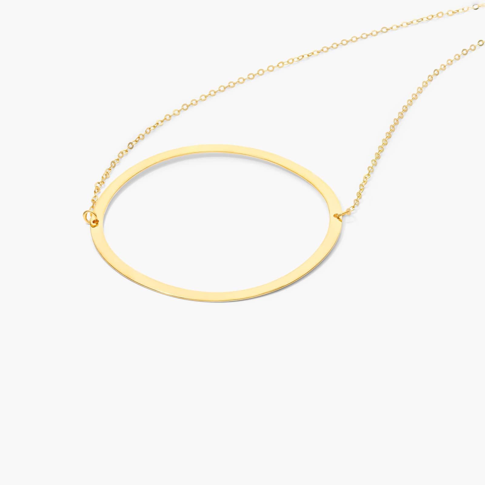 14K Yellow Gold Large Initial O Necklace
