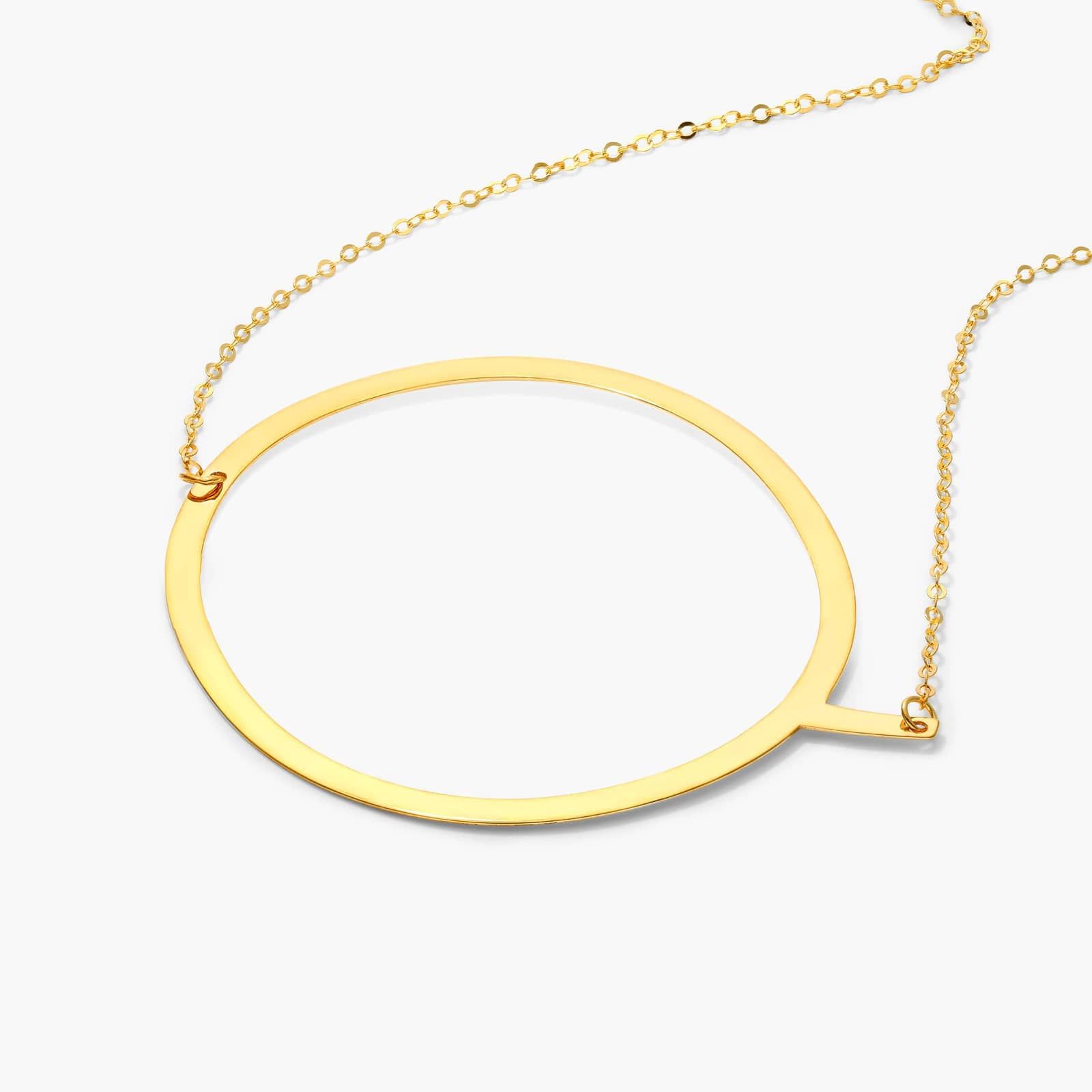 14K Yellow Gold Large Initial Q Necklace