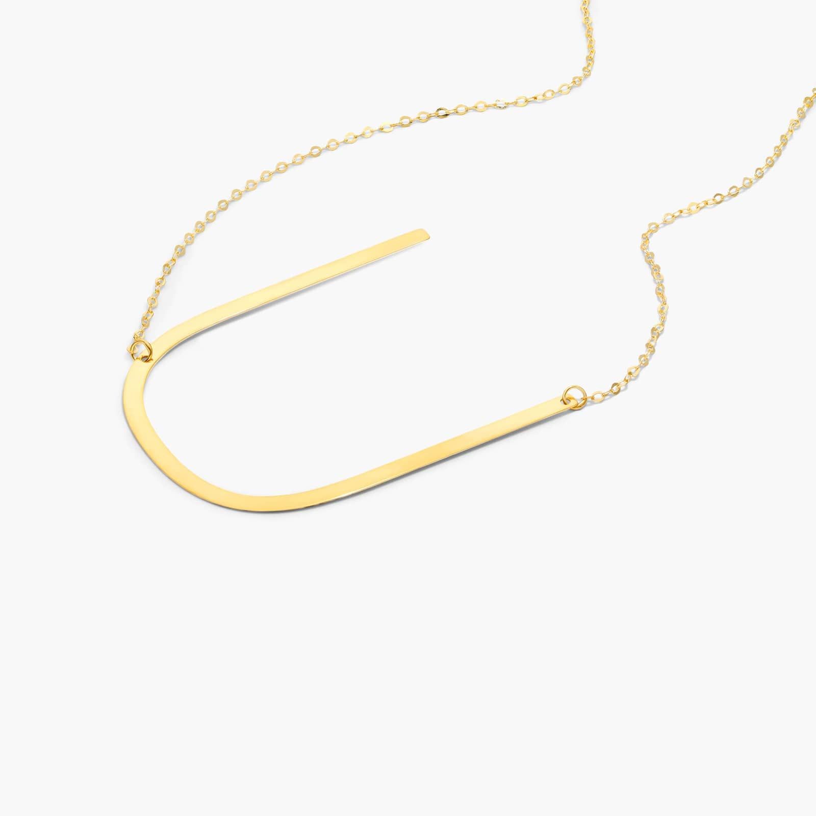 14K Yellow Gold Large Initial U Necklace