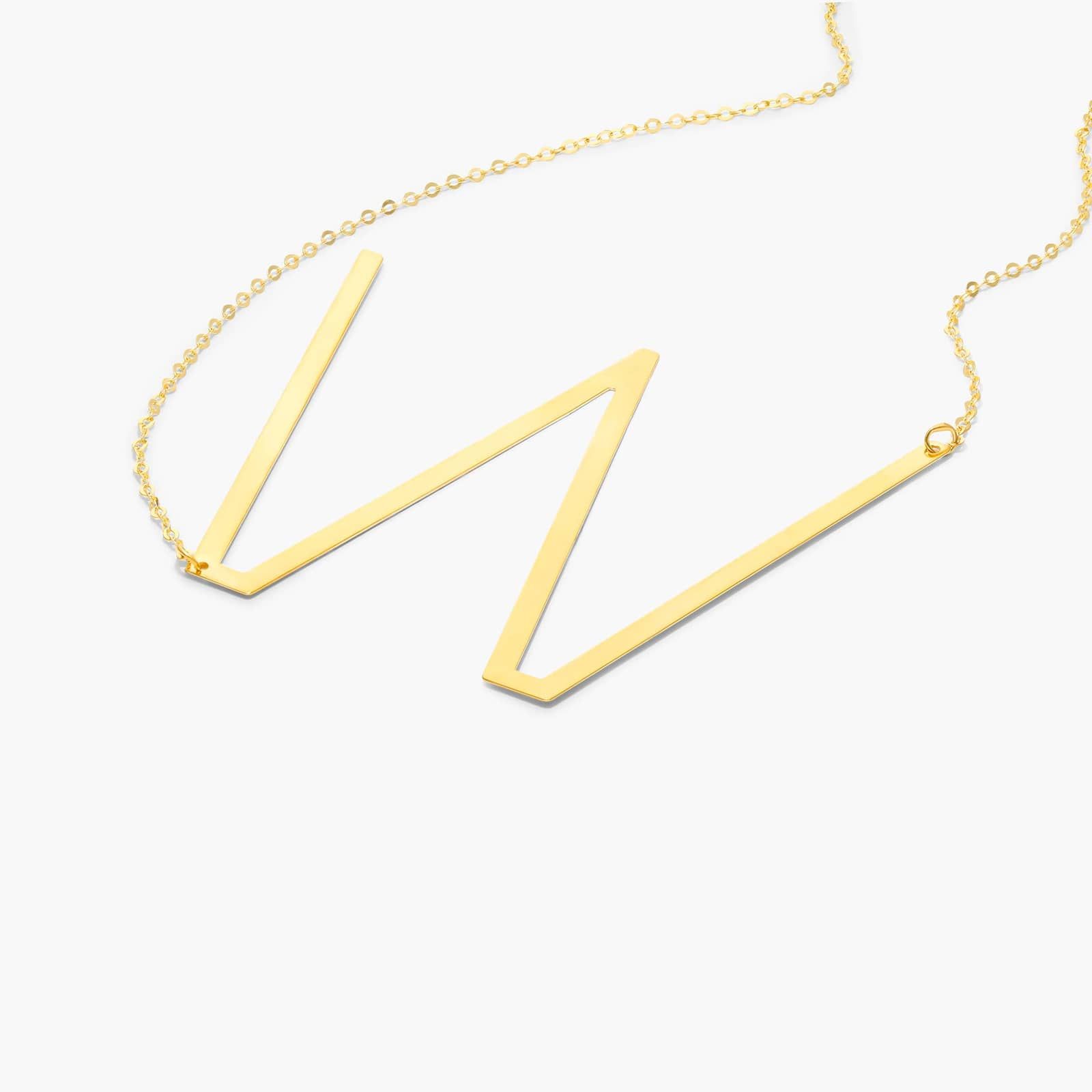 14K Yellow Gold Large Initial W Necklace