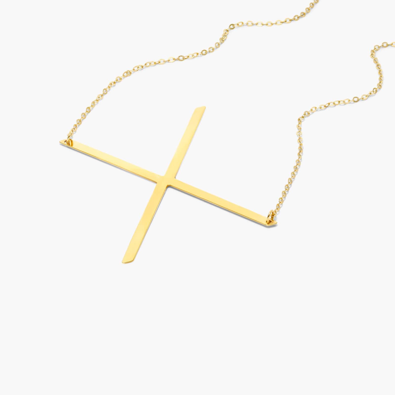 14K Yellow Gold Large Initial X Necklace
