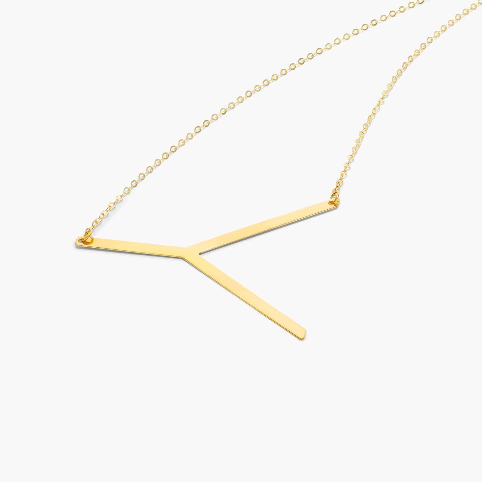 14K Yellow Gold Large Initial Y Necklace