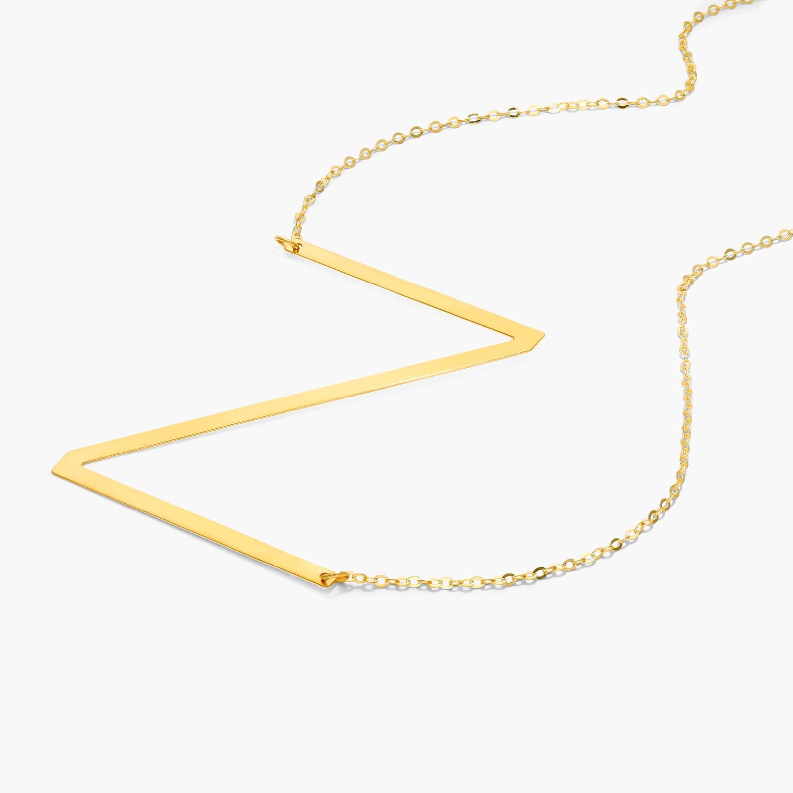 14K Yellow Gold Large Initial Z Necklace