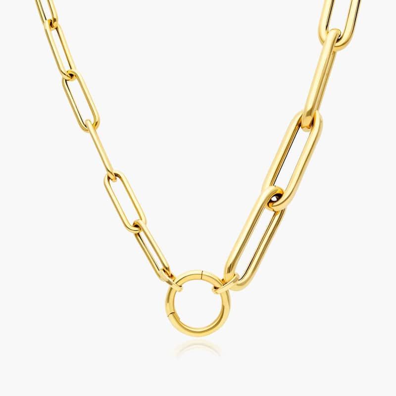 14K Yellow Gold Dual Paper Clip Chain Necklace