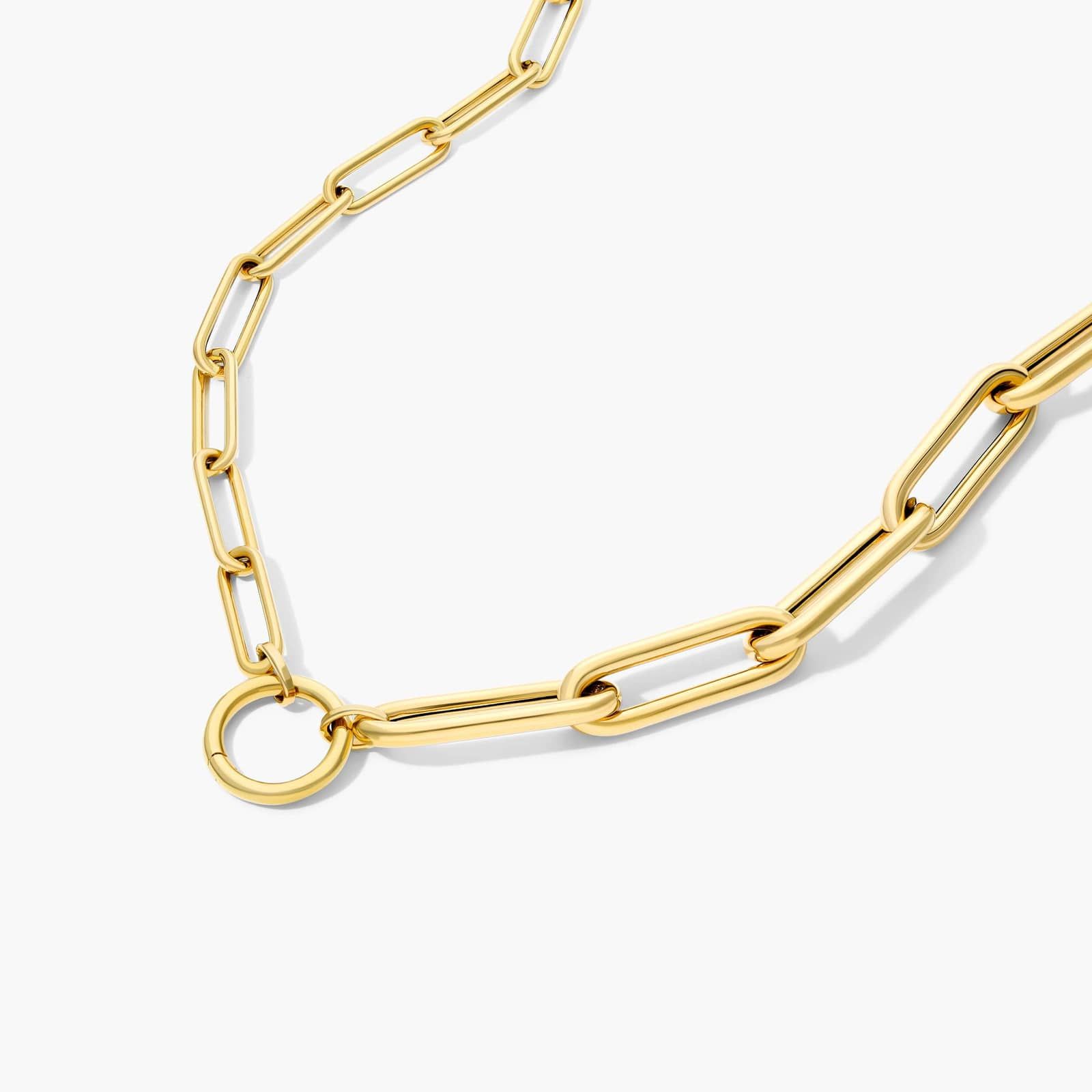 14K Yellow Gold Dual Paper Clip Chain Necklace By James Allen