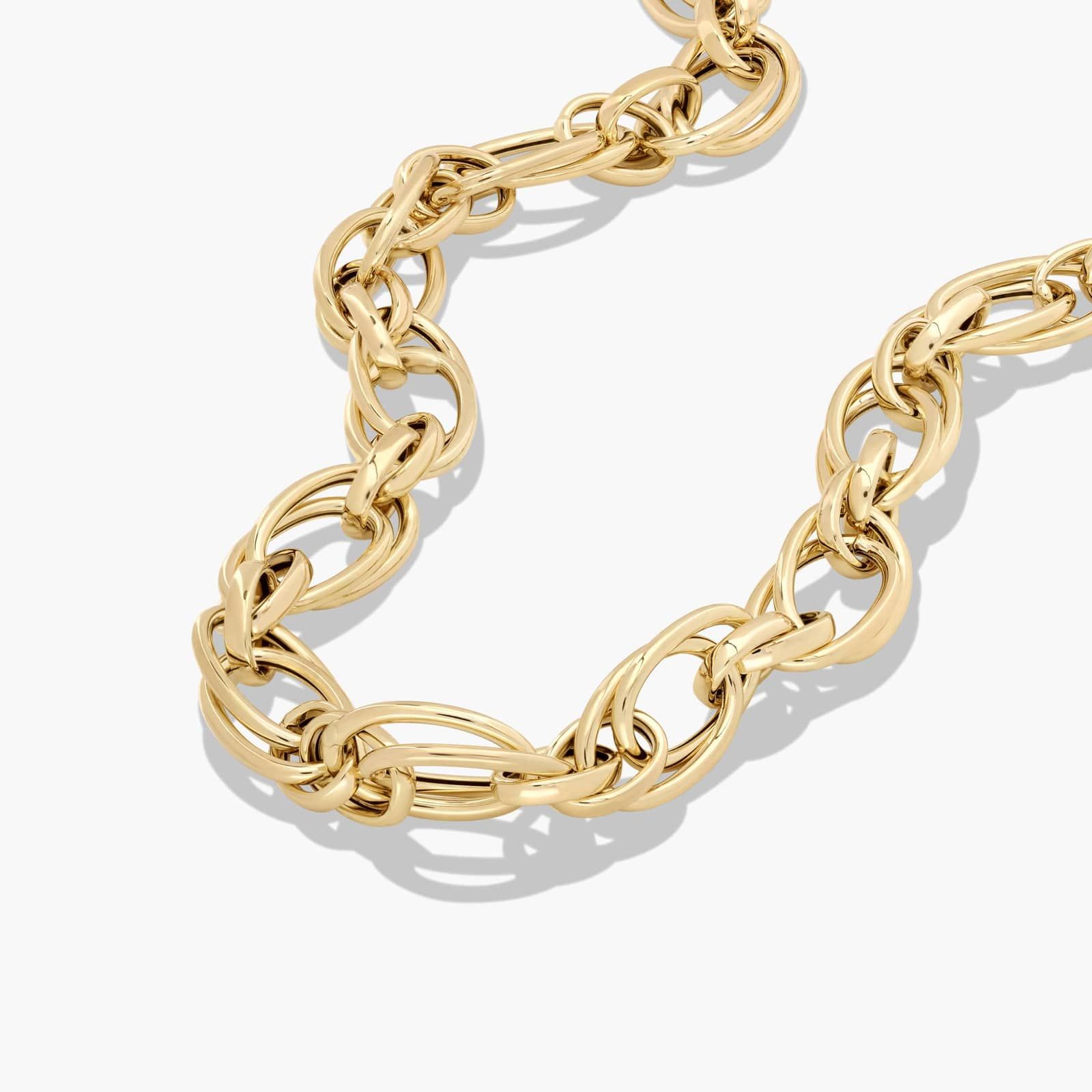 14K Yellow Gold Golden Hour Fancy Oval Link Necklace