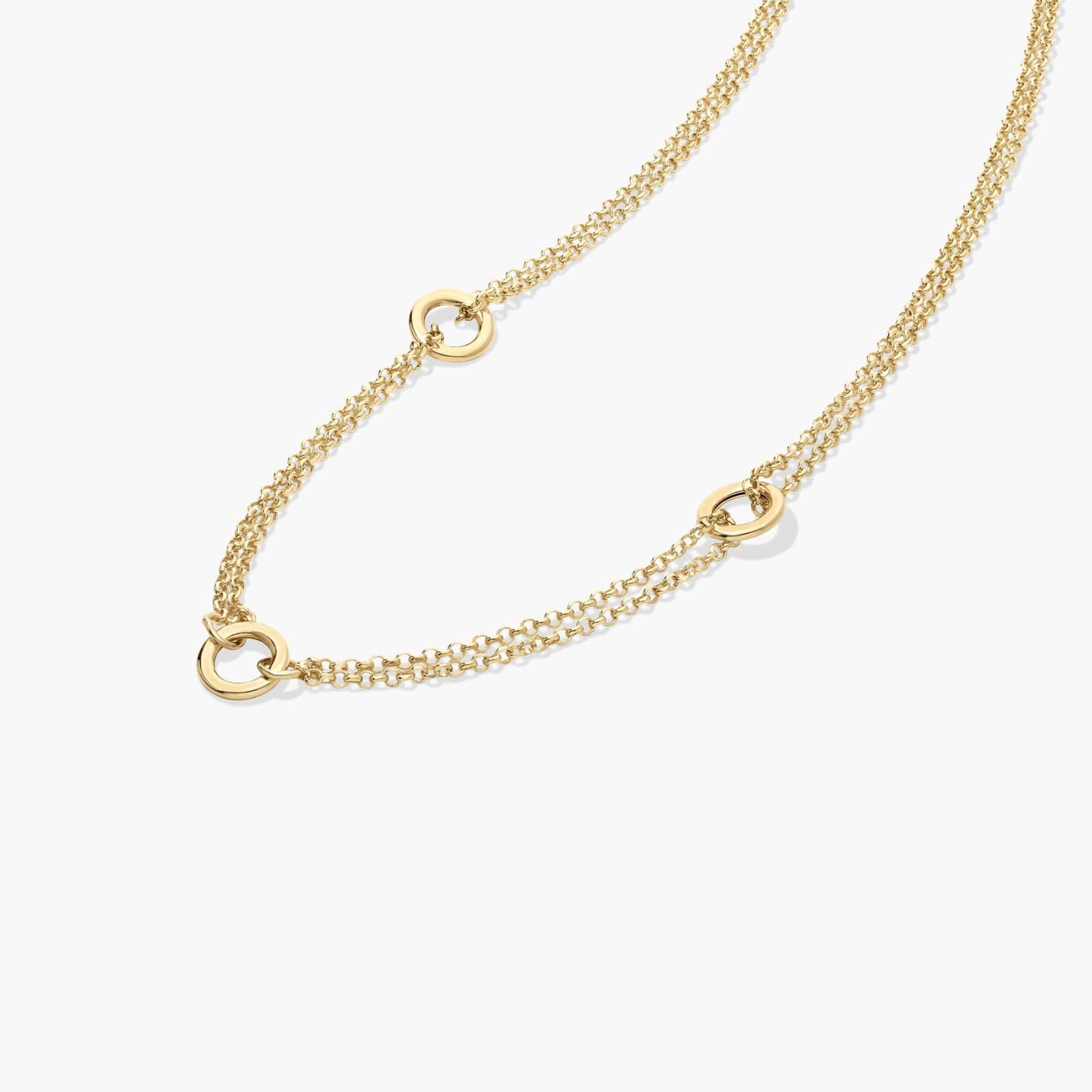 14K Yellow Gold Golden Hour Two-Strand Circle Link Necklace