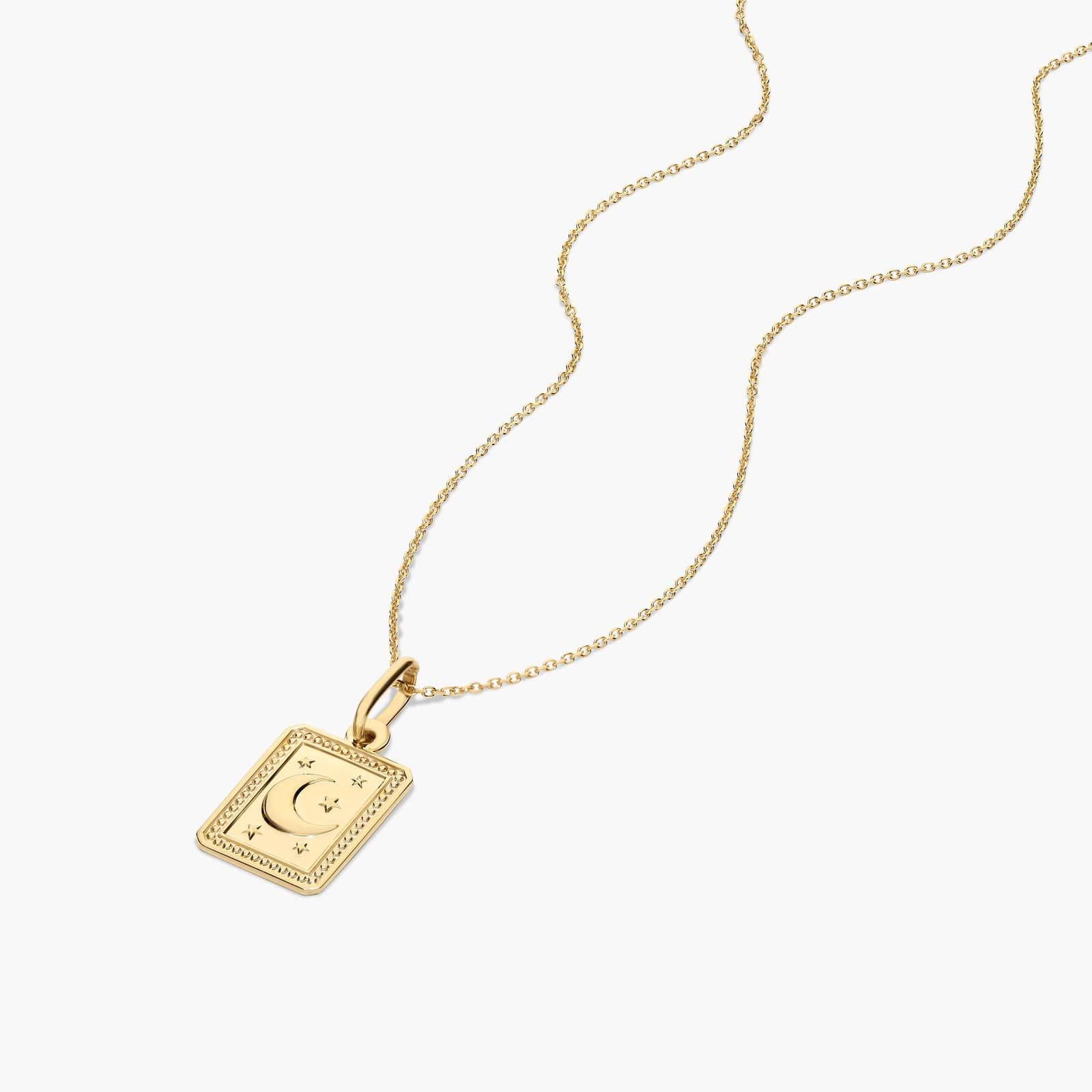 14K Yellow Gold Golden Hour Moon & Stars Pendant Necklace