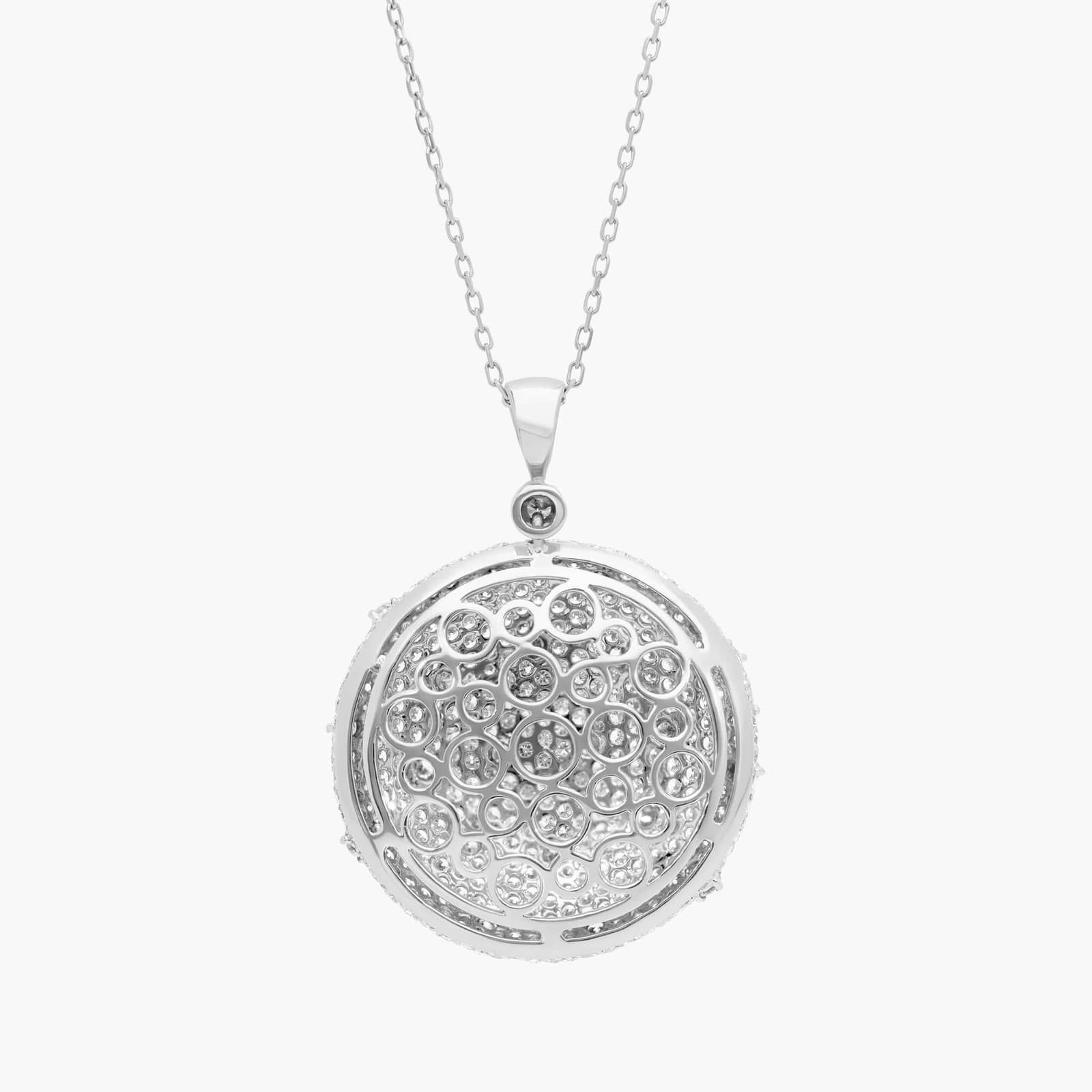 Pink And White Diamond Necklace In 18K White Gold