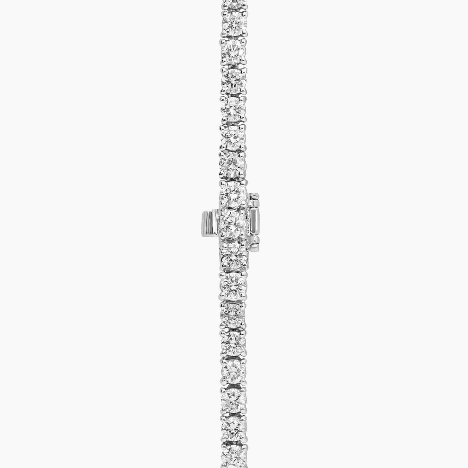 Baguette And Round Diamond Necklace In 18K White Gold