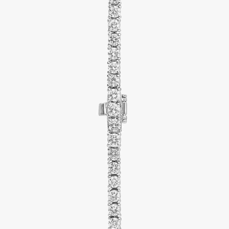 Baguette And Round Diamond Necklace In 18K White Gold