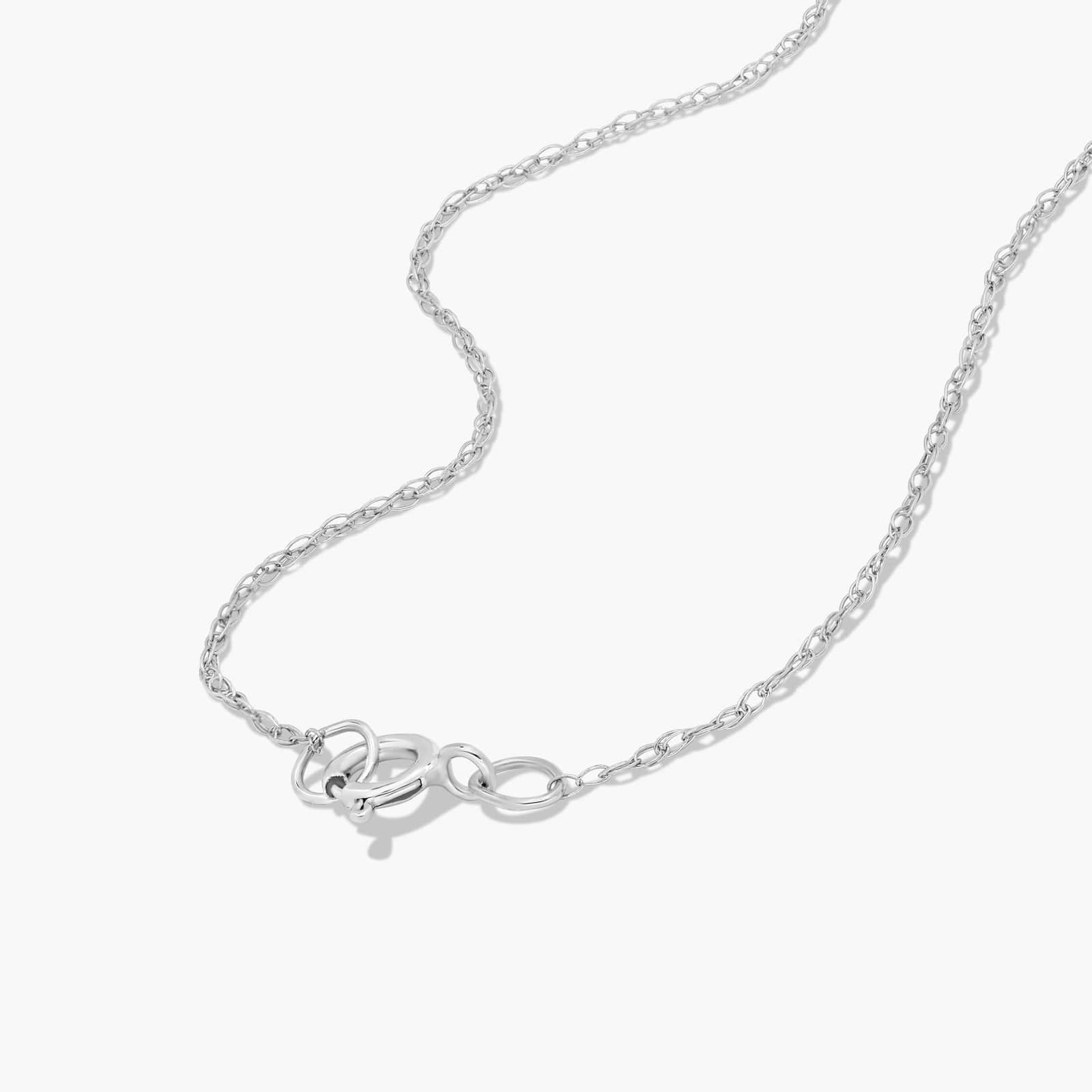 14K White Gold Pear Shaped White Topaz & Tri-Diamond Birthstone Pendant Necklace