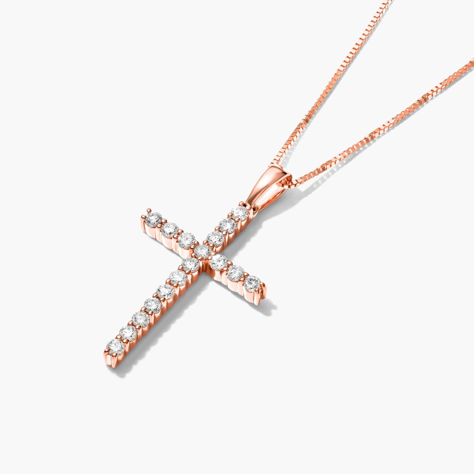 Lab-Grown Diamond Cross Pendant In 14K Rose Gold