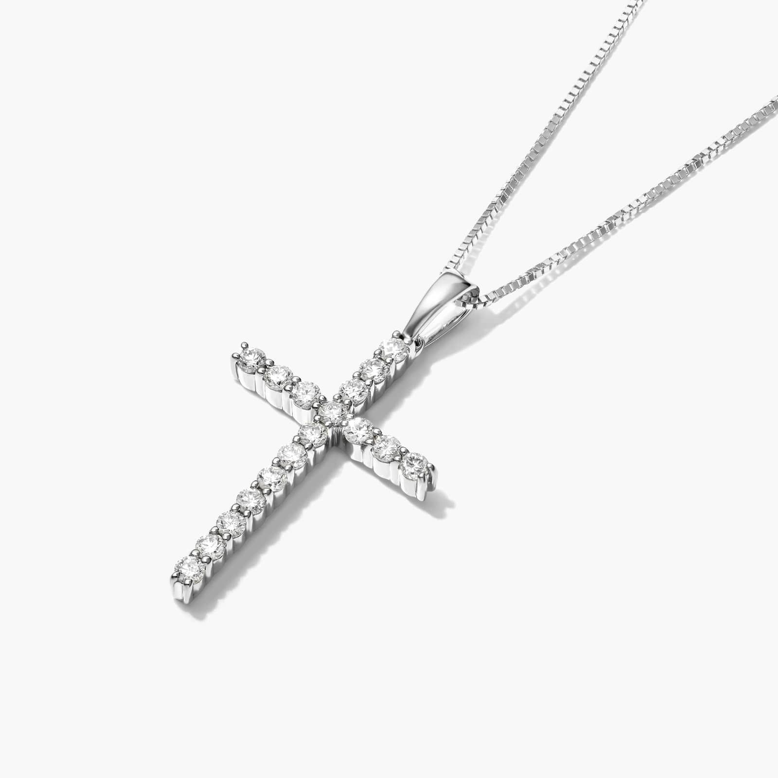 Lab-Grown Diamond Cross Pendant In 14K White Gold