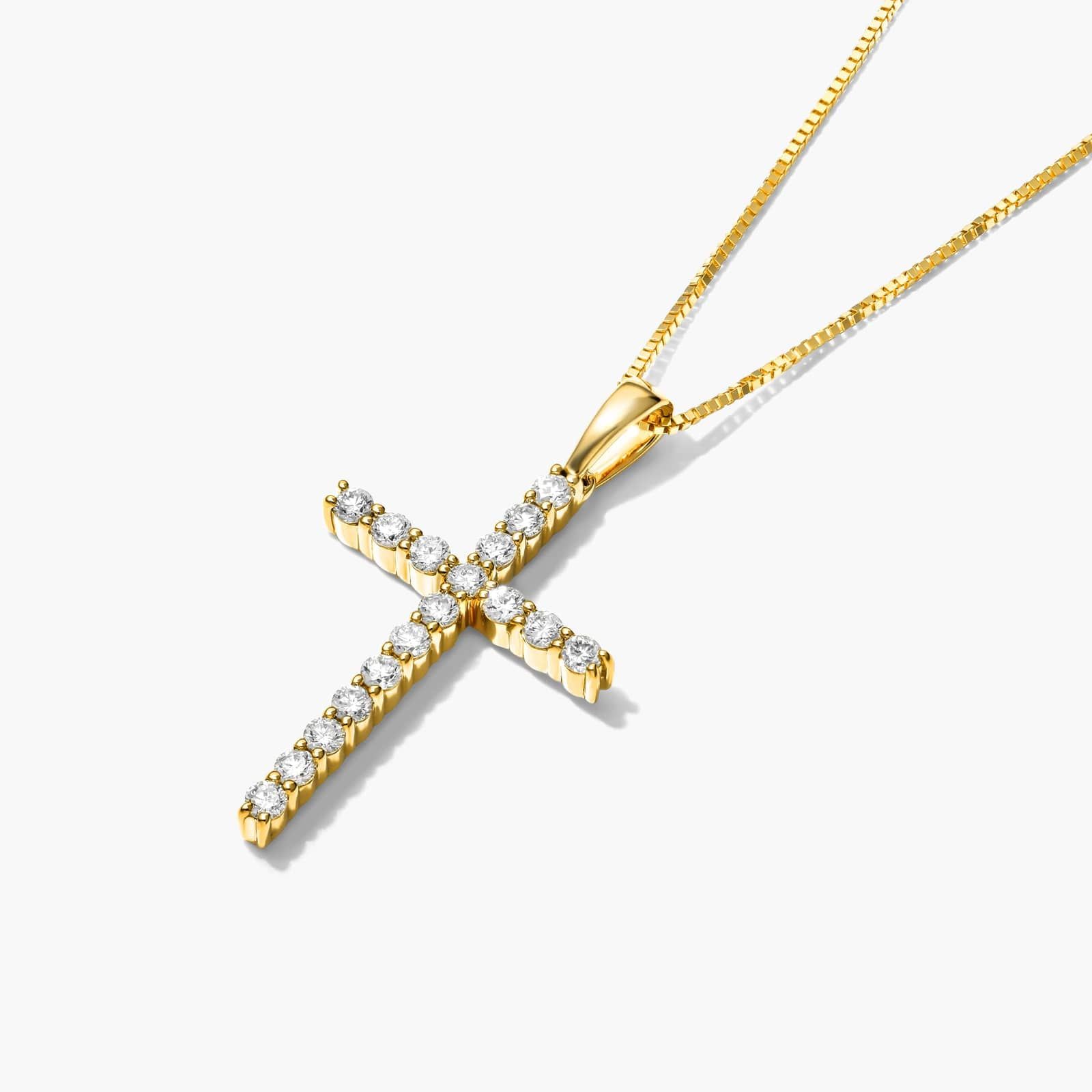 Lab-Grown Diamond Cross Pendant In 14K Yellow Gold