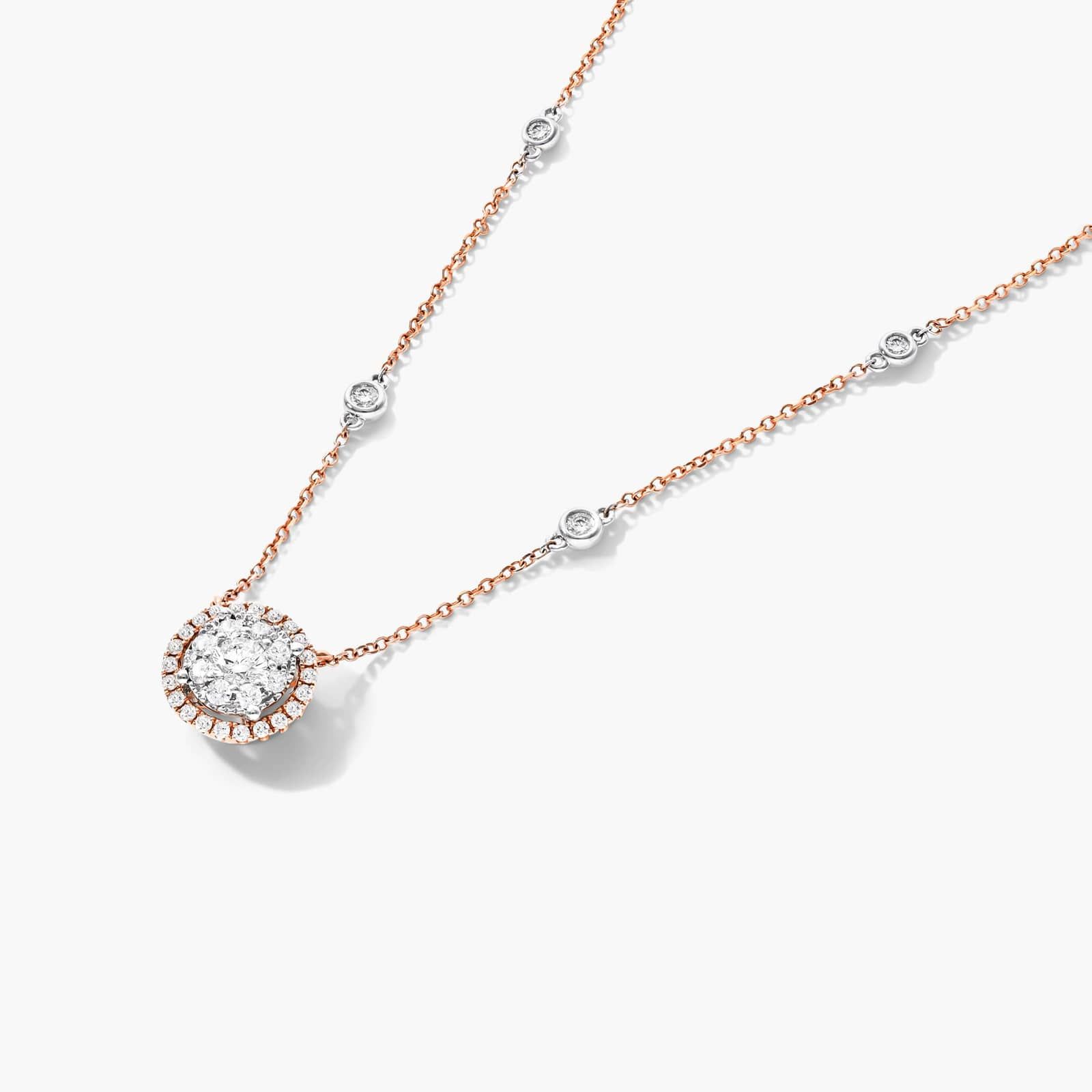 Round Halo Cluster Diamond Necklace In 14K Rose Gold By James Allen