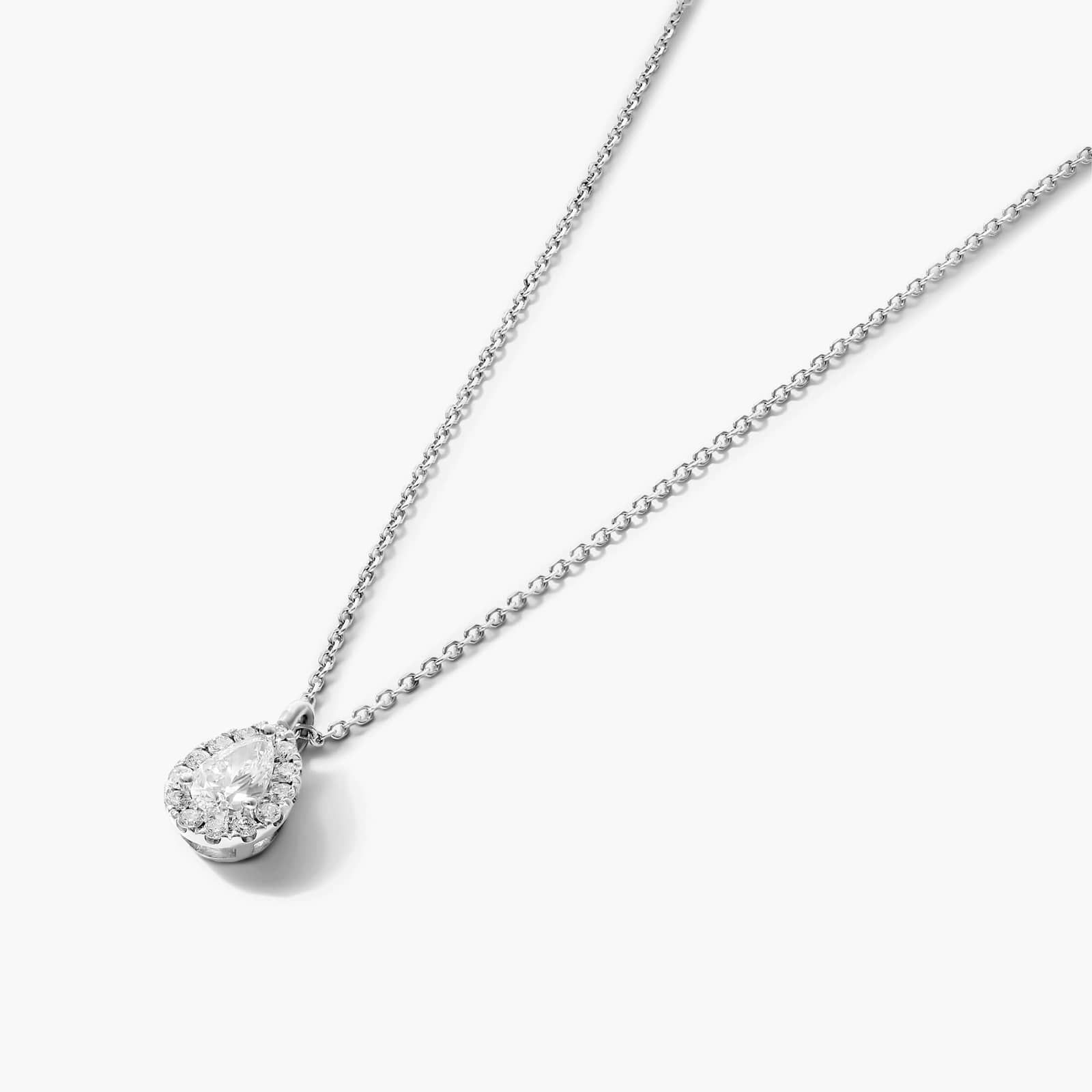 Halo Pear Shaped Diamond Necklace In 18K White Gold By James Allen