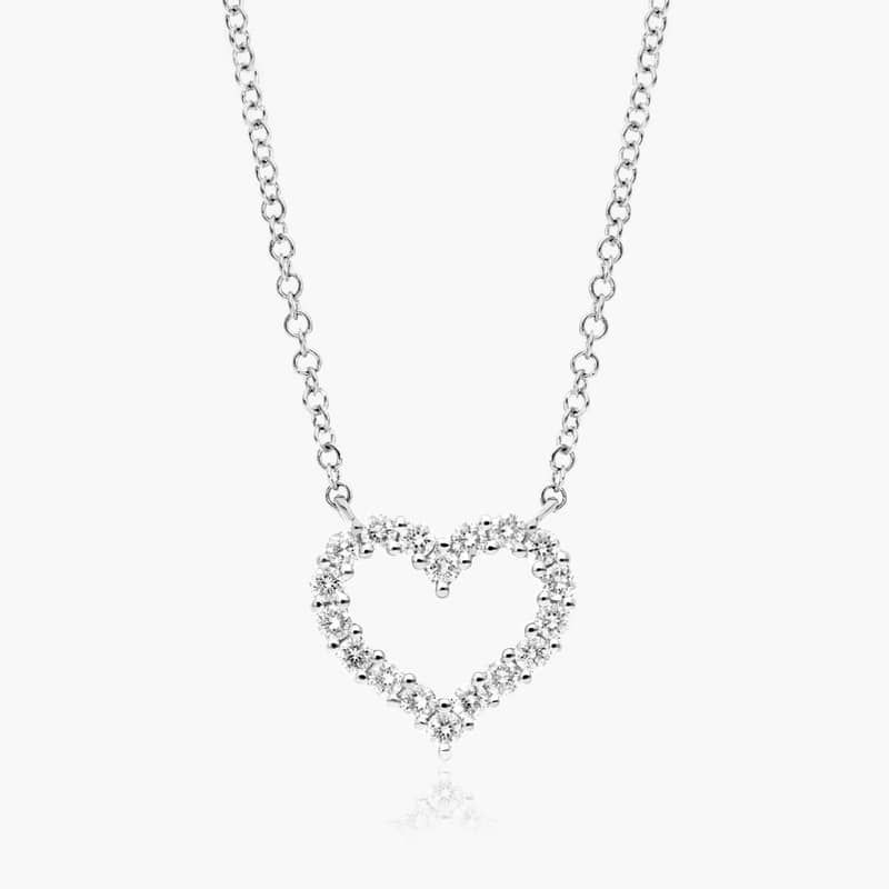 Petite Heart Diamond Necklace In 14K White Gold By James Allen