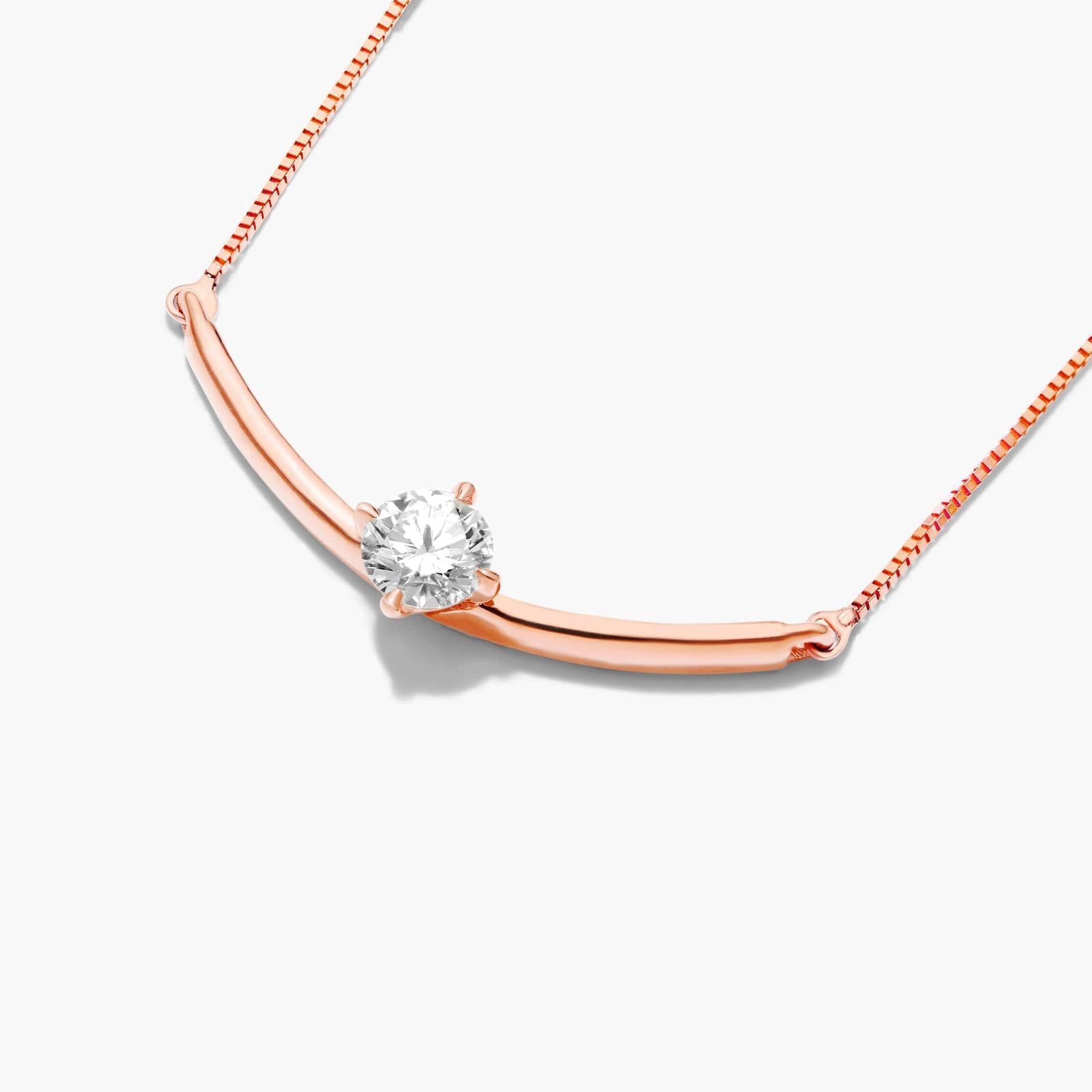 Lab-Grown Diamond Solitaire Smile Necklace In 14K Rose Gold By James Allen