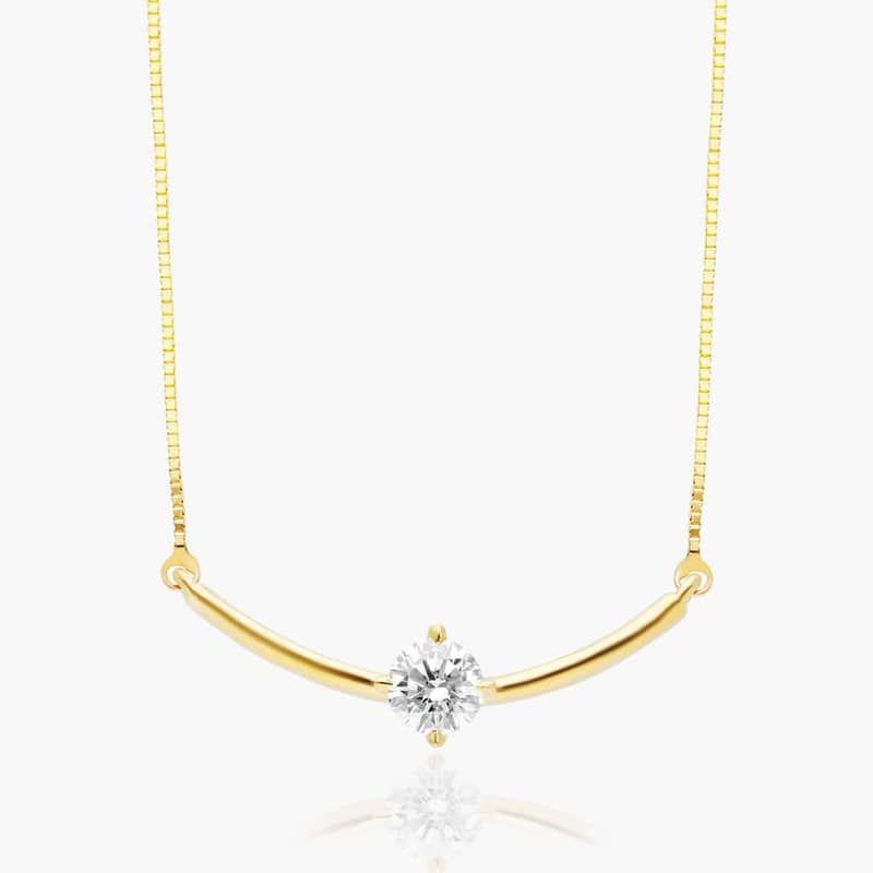 Lab-Grown Diamond Solitaire Smile Necklace In 14K Yellow Gold By James Allen