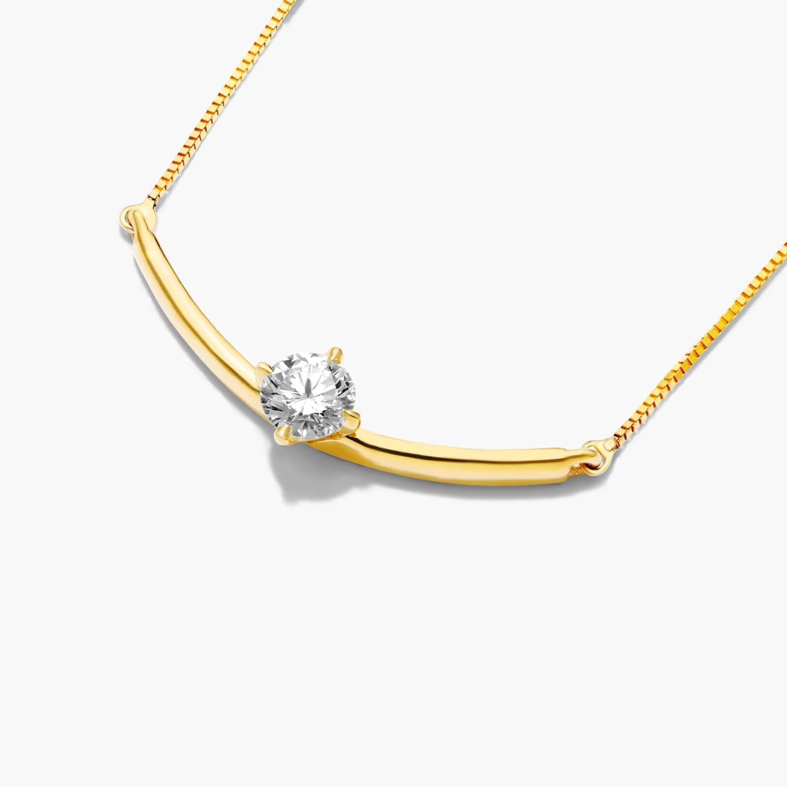 Lab-Grown Diamond Solitaire Smile Necklace In 14K Yellow Gold By James Allen