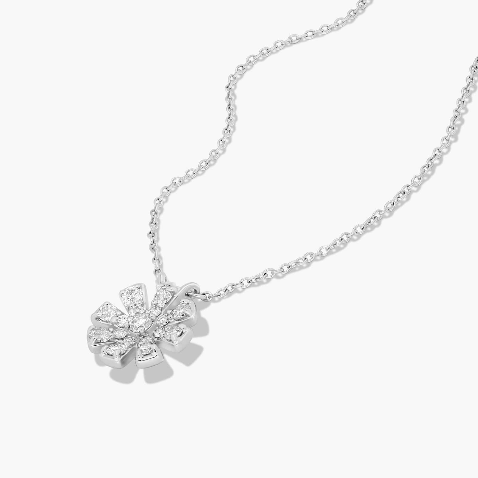 14K White Gold Dainty Diamonds Pavé Flower Necklace By James Allen