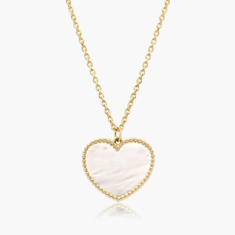 14K Yellow Gold Heart Shaped Mother of Pearl Pendant Necklace By James Allen