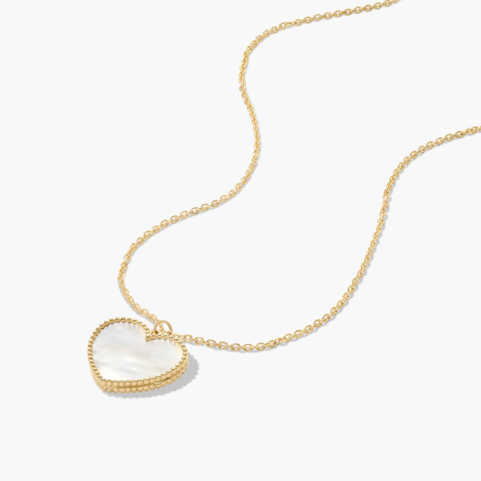 14K Yellow Gold Heart Shaped Mother of Pearl Pendant Necklace By James Allen