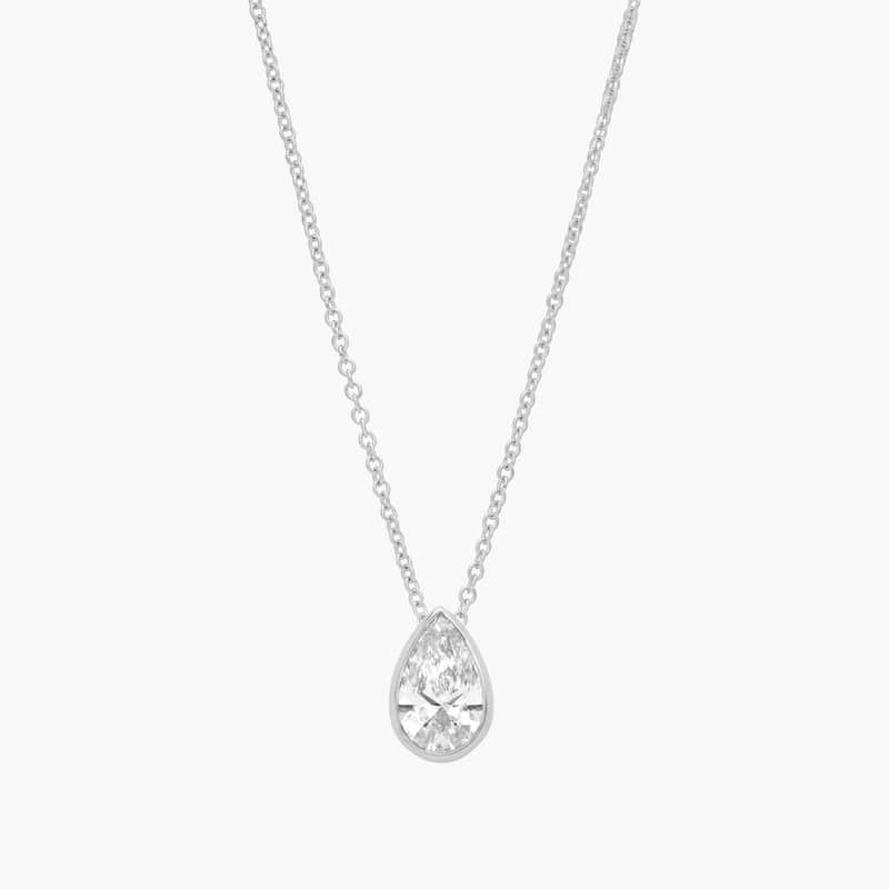 Bezel Solitaire Pendant Necklace With 1 CTW Pear Shaped Diamond in Platinum By James Allen