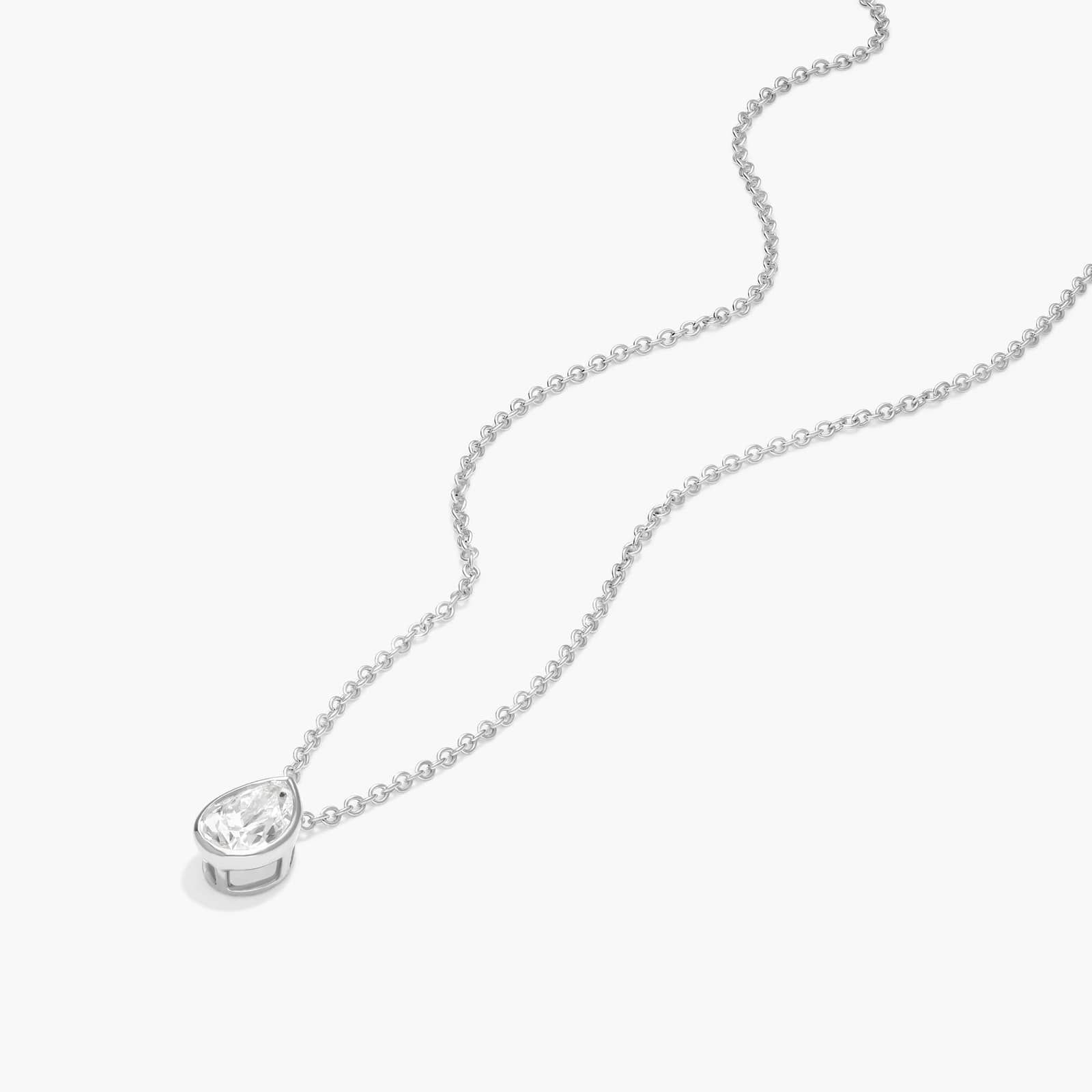 Bezel Solitaire Pendant Necklace With 0.5 CTW Pear Shaped Lab-Grown Diamond in 14K White Gold By James Allen