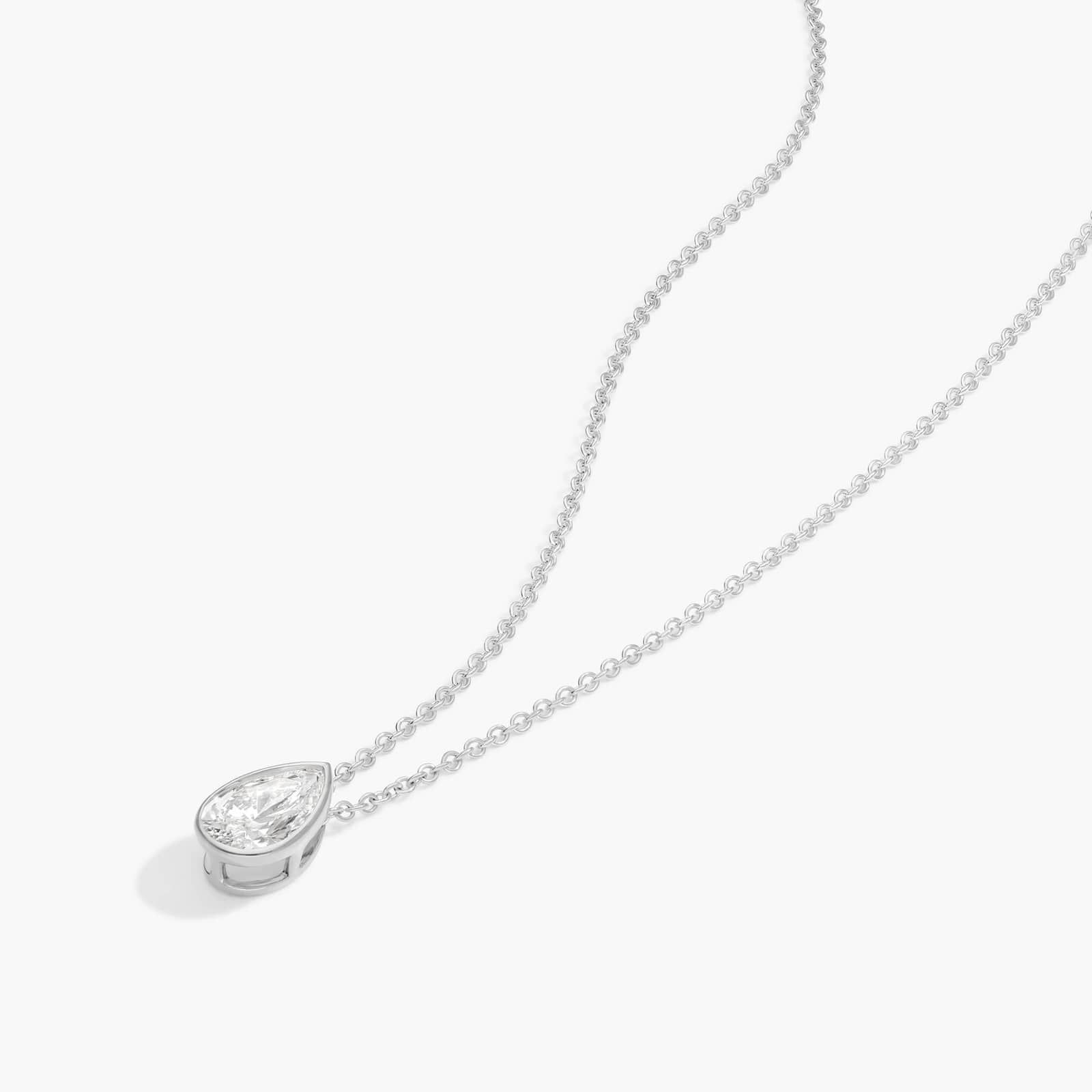 Bezel Solitaire Pendant Necklace With 0.75 CTW Pear Shaped Diamond in 14K White Gold By James Allen