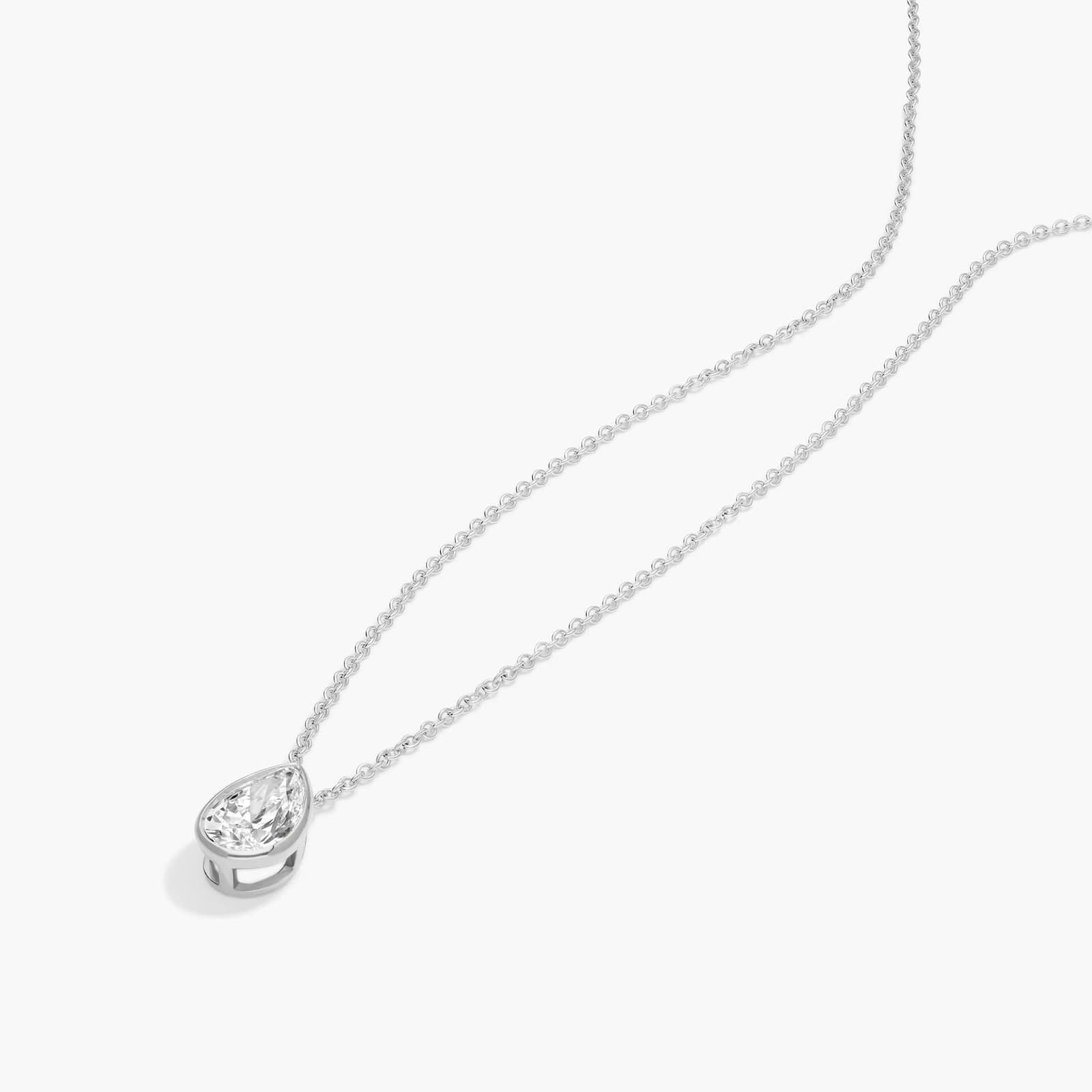 Bezel Solitaire Pendant Necklace With 1 CTW Pear Shaped Diamond in 14K White Gold By James Allen