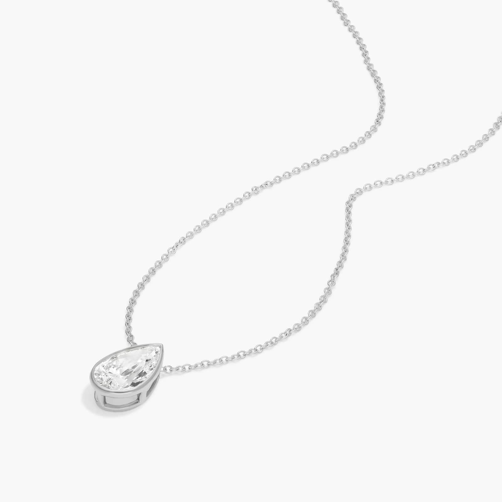 Bezel Solitaire Pendant Necklace With 2 CTW Pear Shaped Lab-Grown Diamond in 14K White Gold By James Allen
