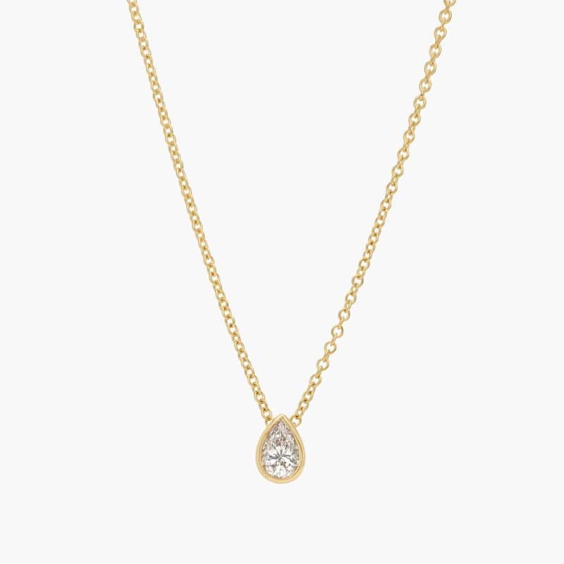 Bezel Solitaire Pendant Necklace With 0.25 CTW Pear Shaped Diamond in 14K Yellow Gold By James Allen