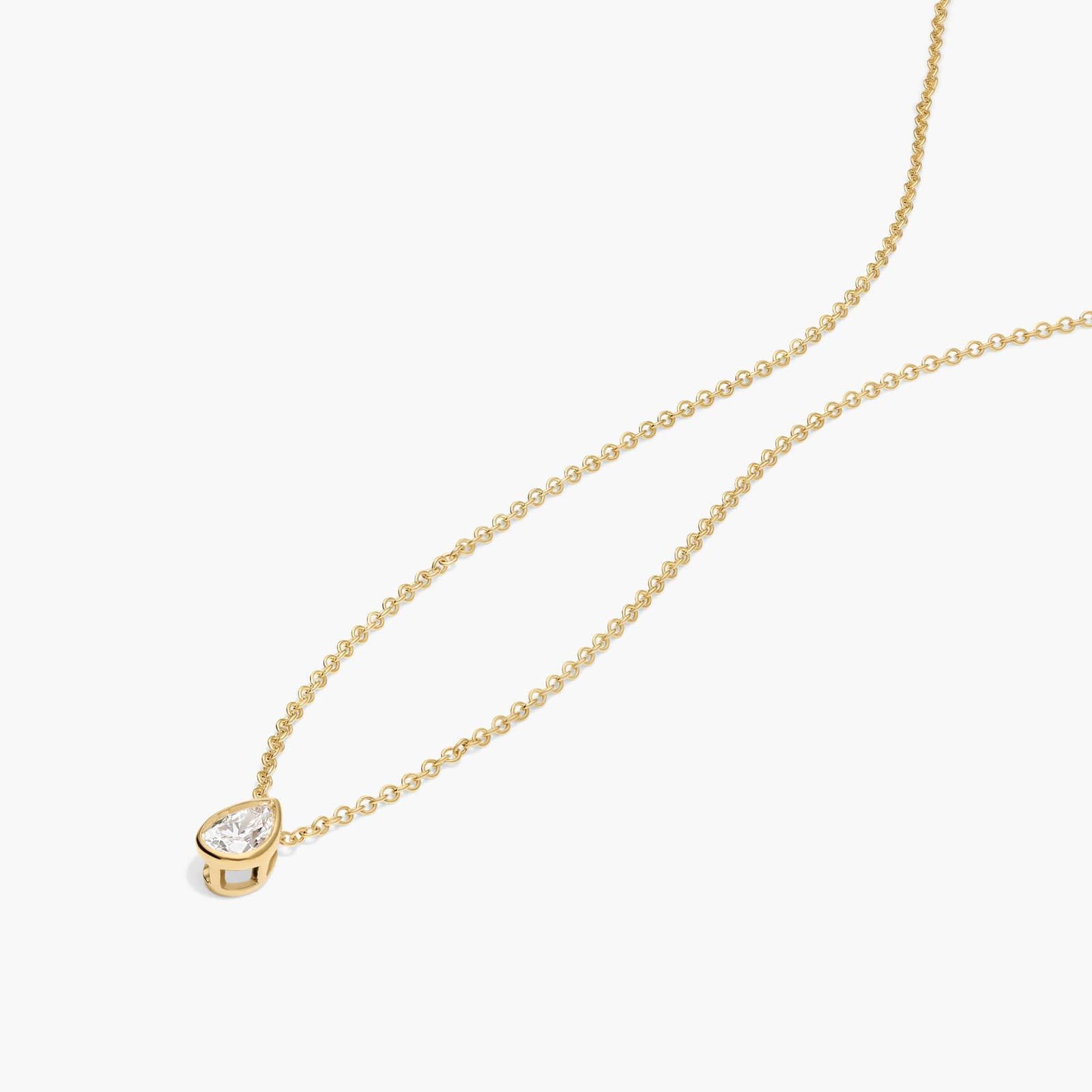 Bezel Solitaire Pendant Necklace With 0.25 CTW Pear Shaped Lab-Grown Diamond in 14K Yellow Gold By James Allen