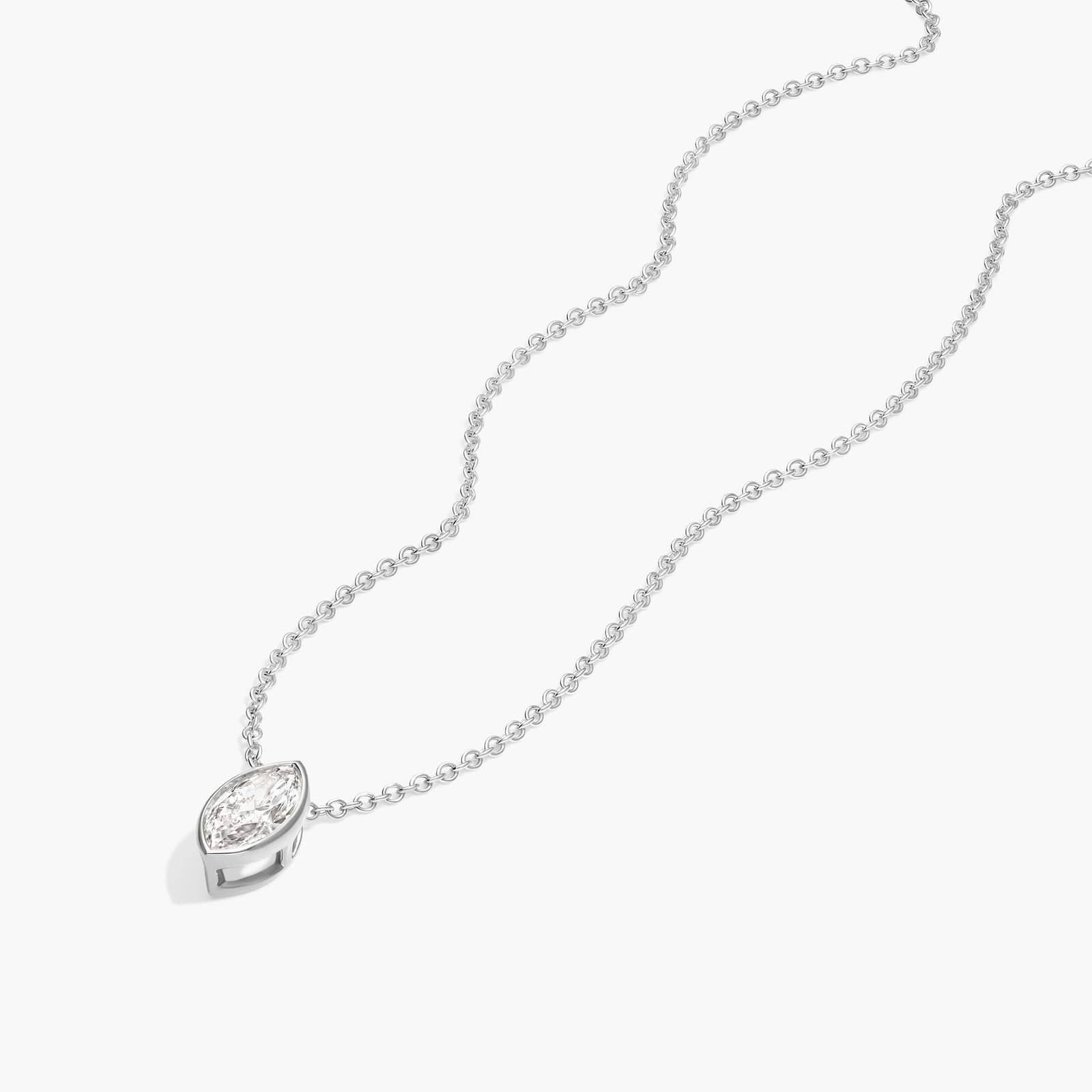 Bezel Solitaire Pendant Necklace With 0.5 CTW Marquise Cut Diamonds in 14K White Gold By James Allen