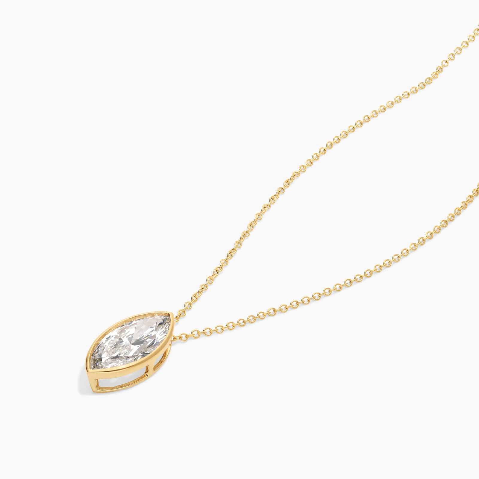 Bezel Solitaire Pendant Necklace With 3 CTW Marquise Cut Lab-Grown Diamonds in 14K Yellow Gold By James Allen