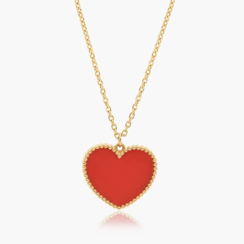 14K Yellow Gold Heart Shaped Carnelian Pendant Necklace By James Allen