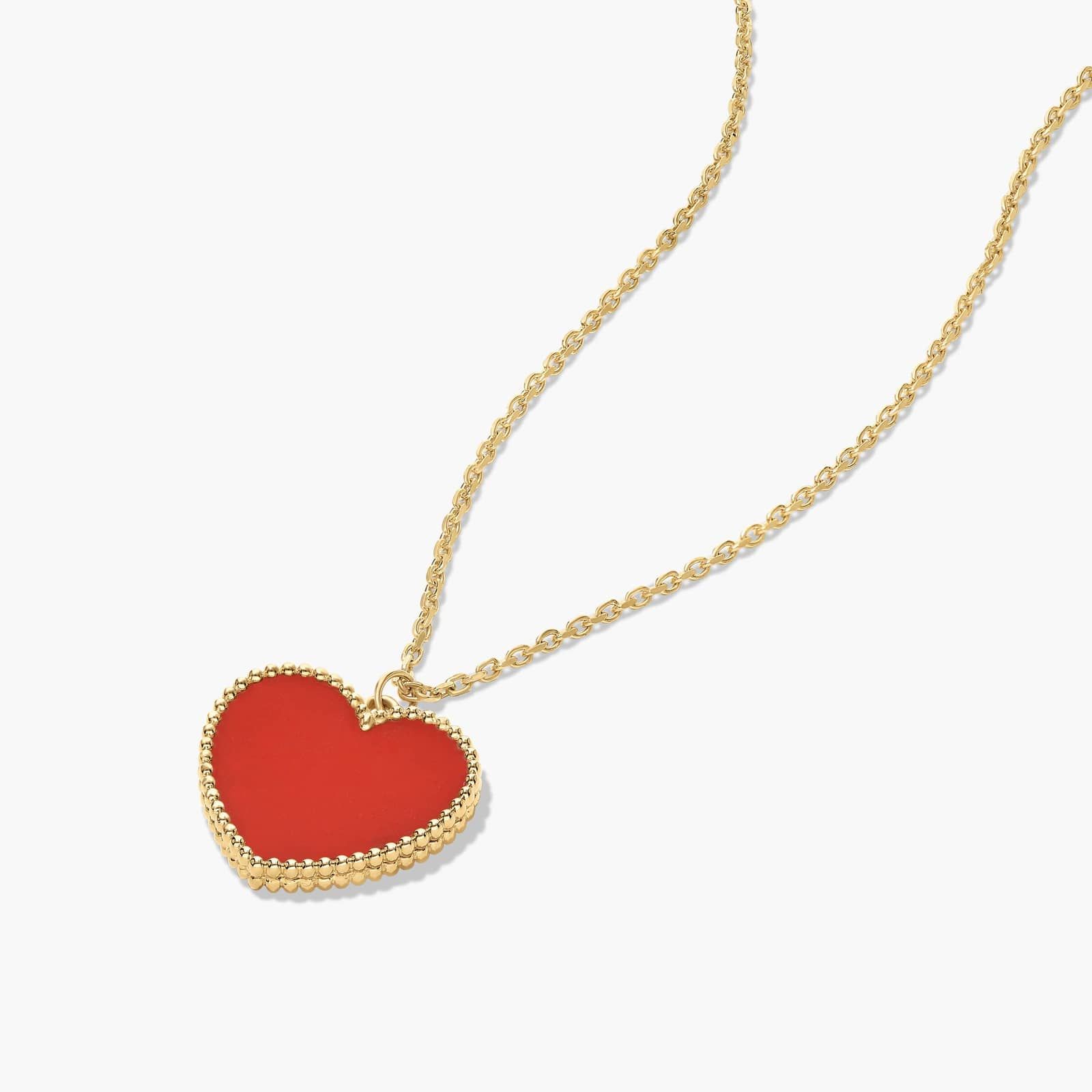 14K Yellow Gold Heart Shaped Carnelian Pendant Necklace By James Allen