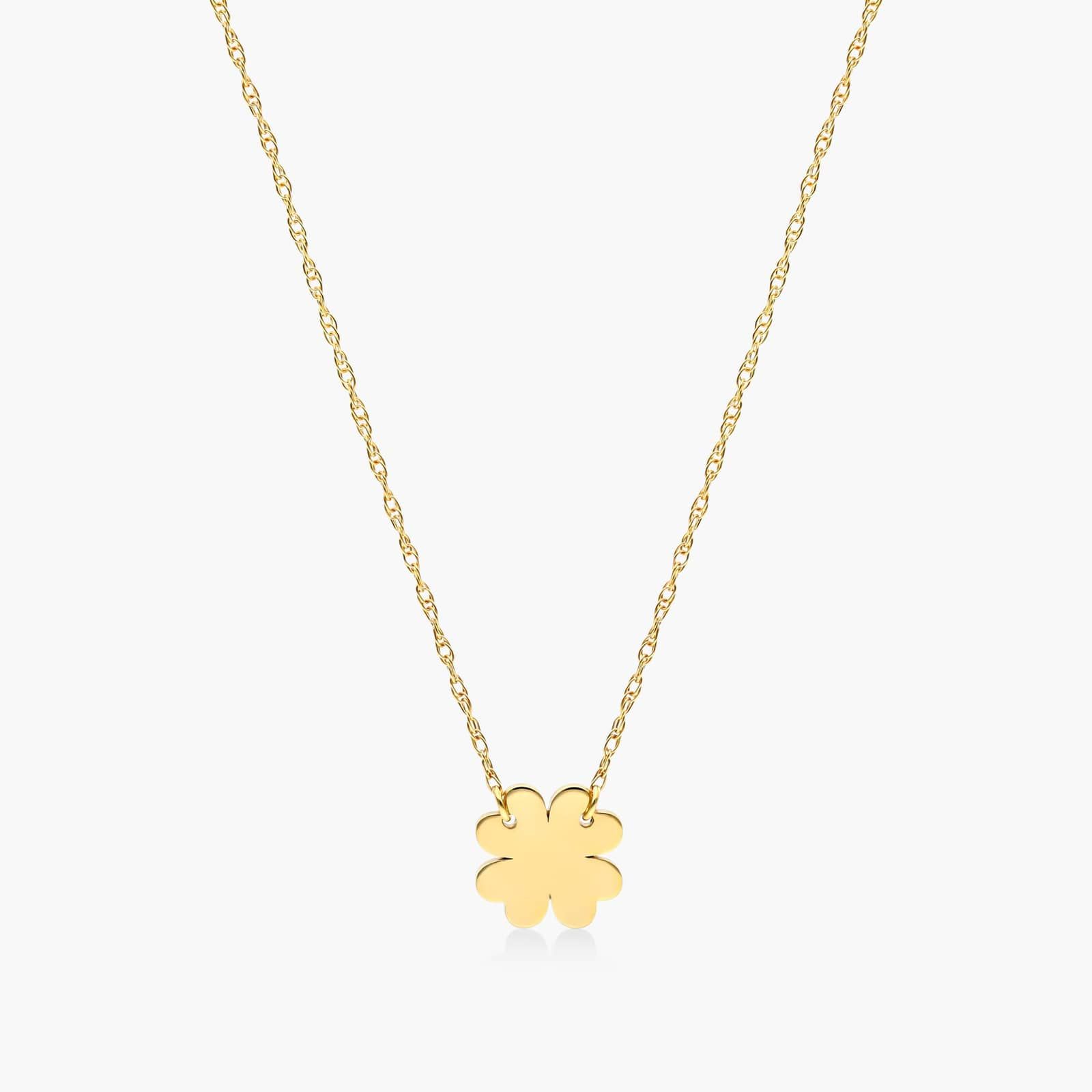 14K Yellow Gold Mini Four Leaf Clover Necklace By James Allen