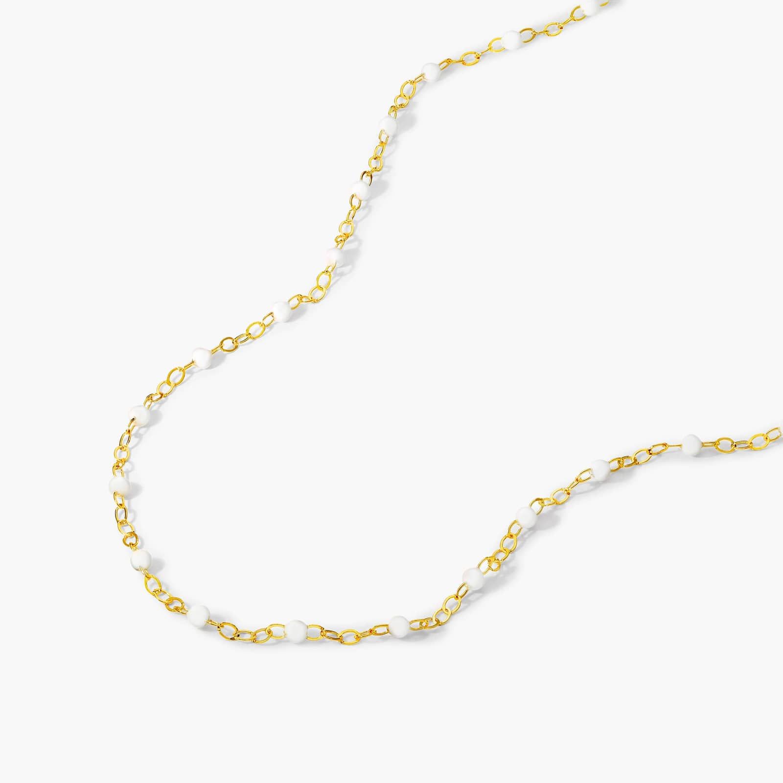 14K Yellow Gold White Enamel Bead Necklace By James Allen