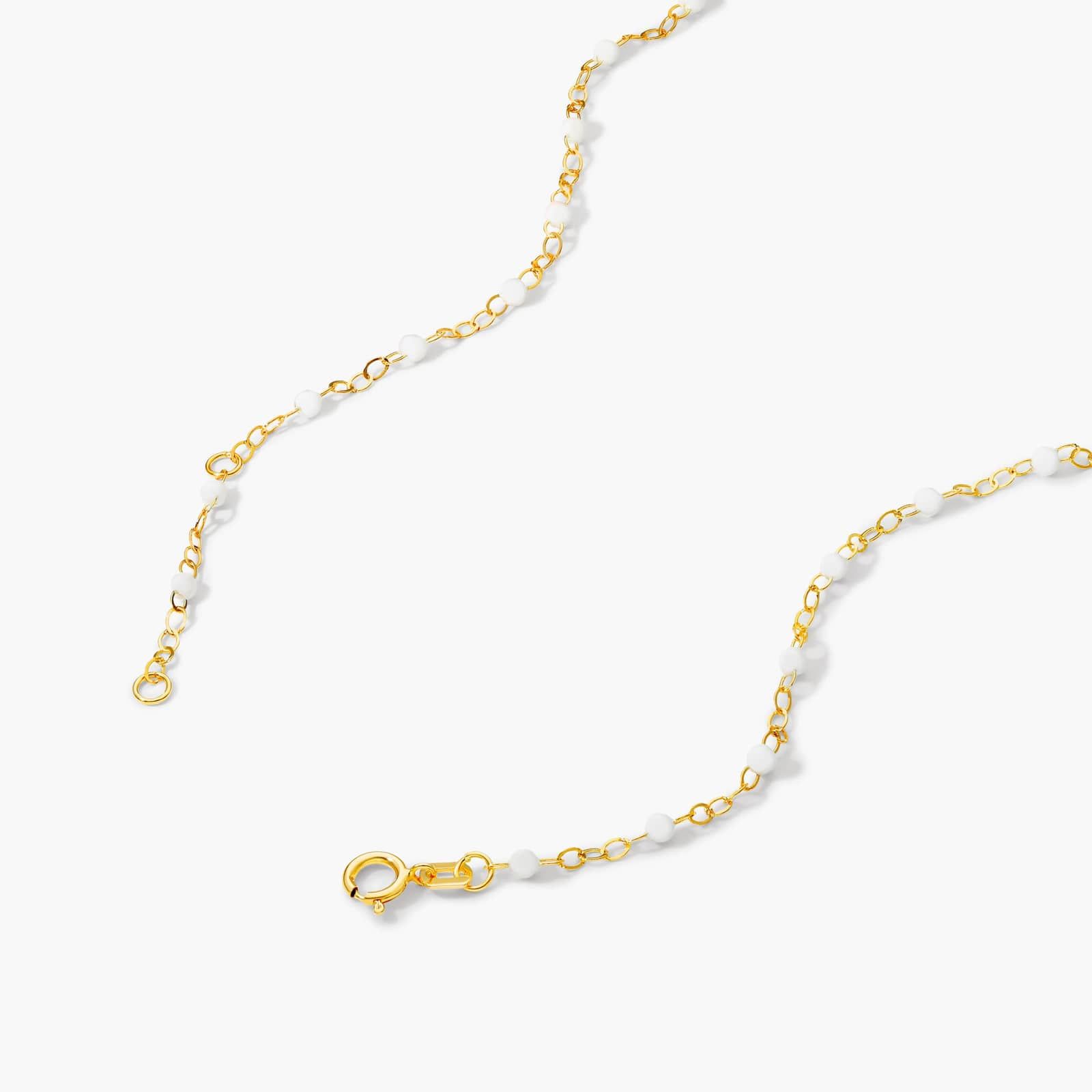 14K Yellow Gold White Enamel Bead Necklace By James Allen