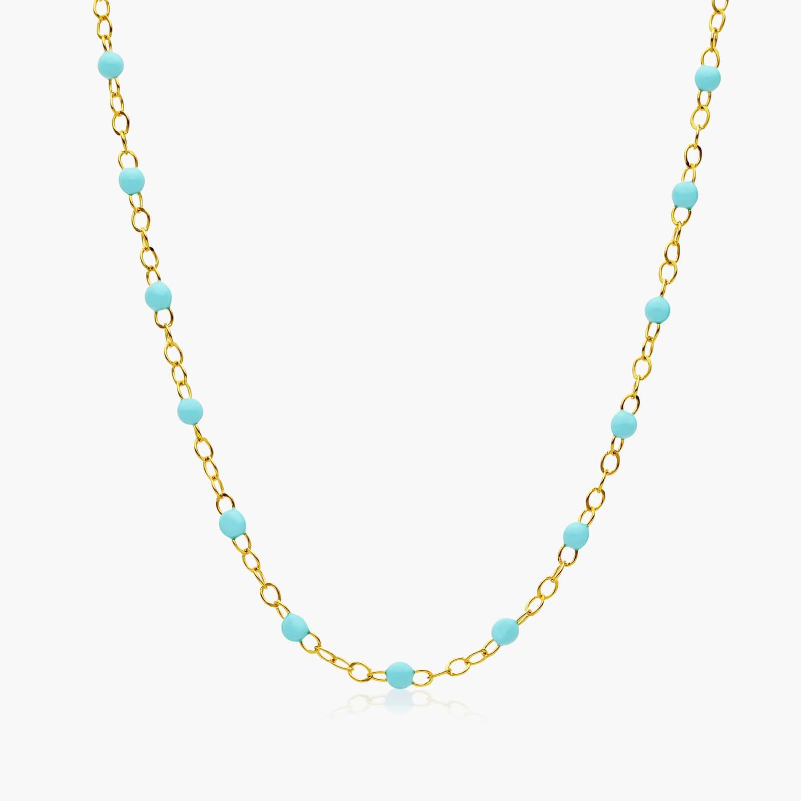 14K Yellow Gold Turquoise Enamel Bead Necklace By James Allen