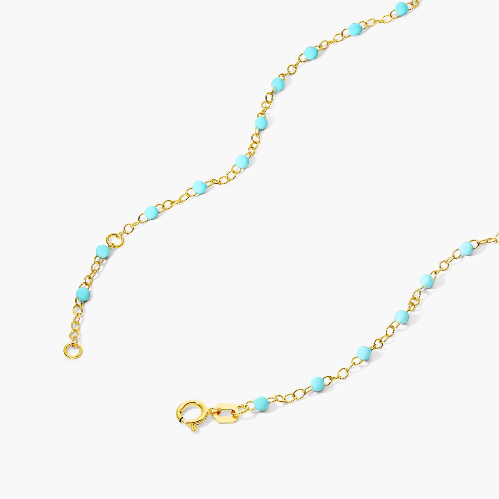 14K Yellow Gold Turquoise Enamel Bead Necklace By James Allen