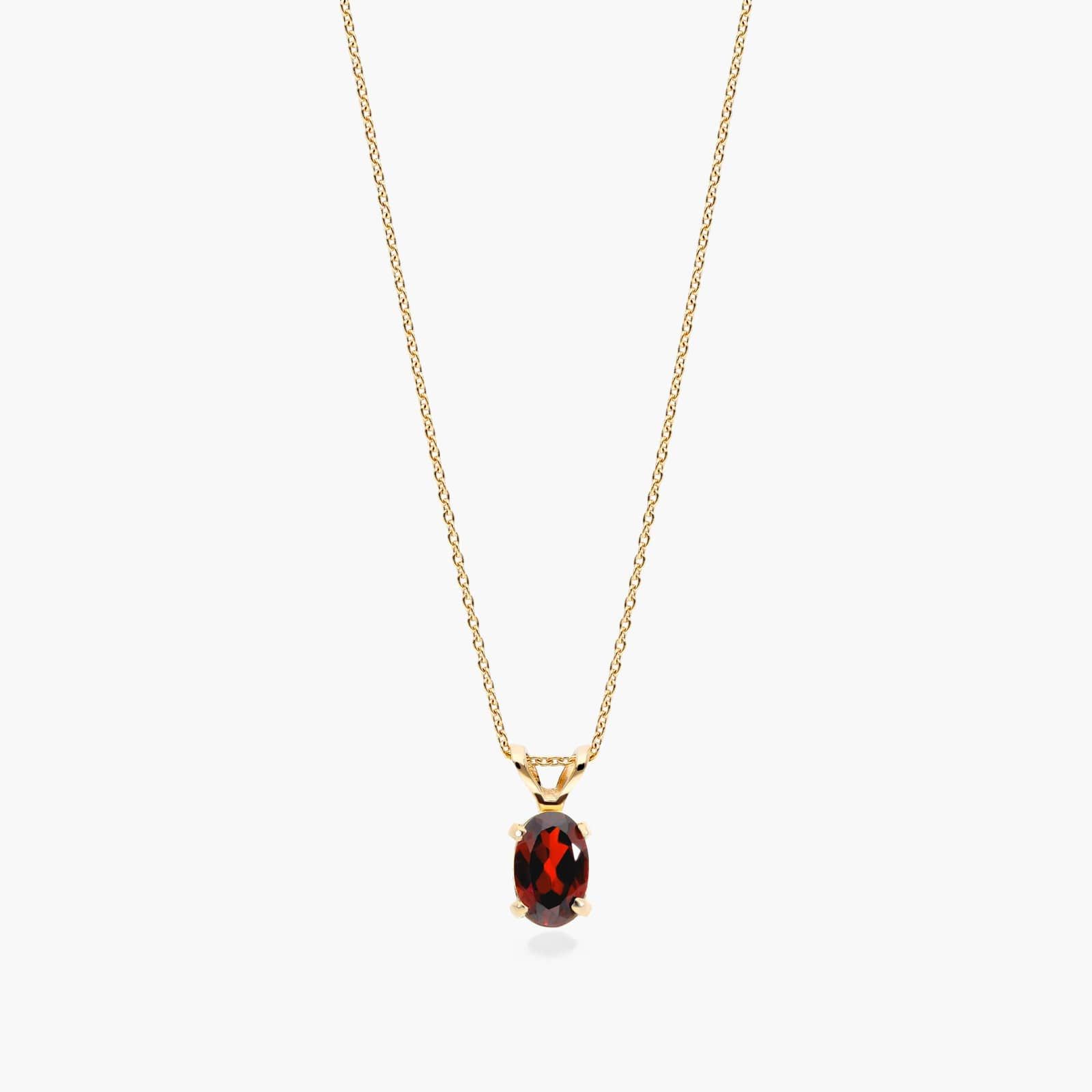 14K Yellow Gold Oval Garnet Birthstone Necklace By James Allen
