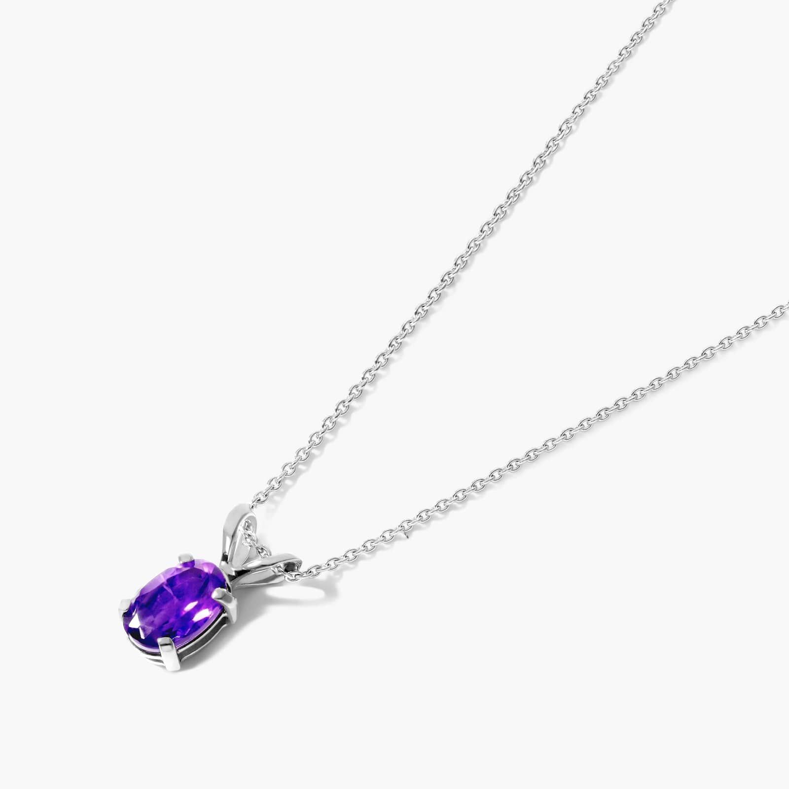 14K White Gold Oval Amethyst Birthstone Necklace By James Allen