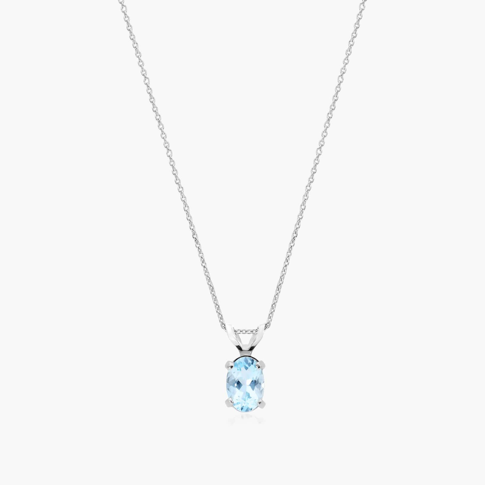14K White Gold Oval Aquamarine Birthstone Necklace By James Allen