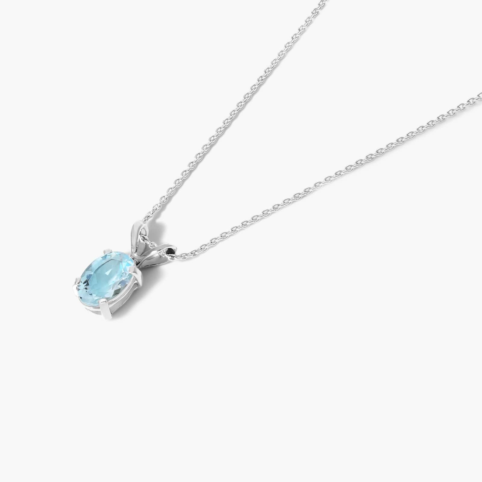 14K White Gold Oval Aquamarine Birthstone Necklace By James Allen