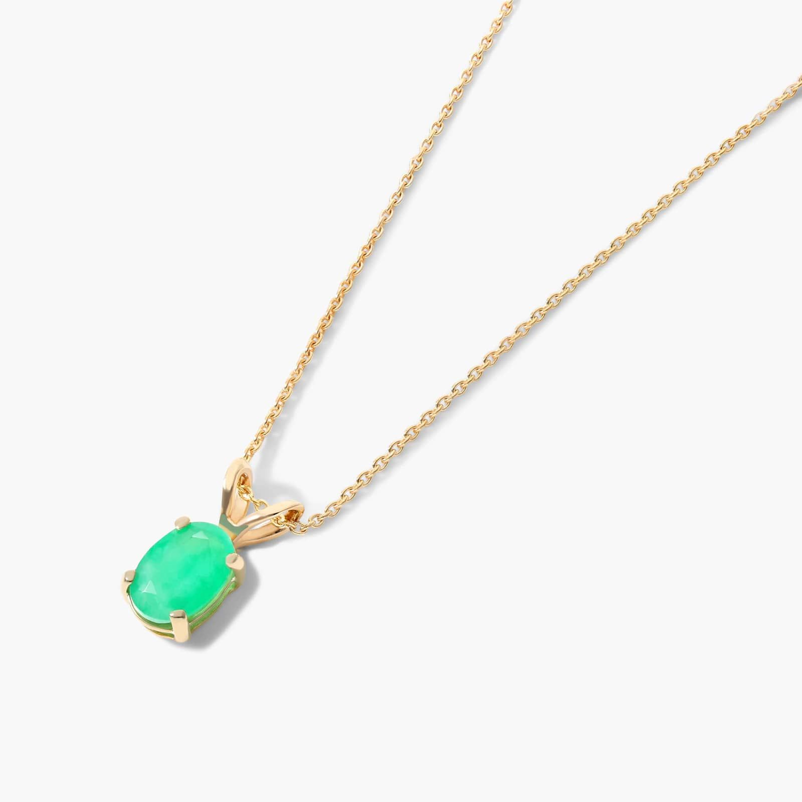 14K Yellow Gold Oval Emerald Birthstone Necklace By James Allen
