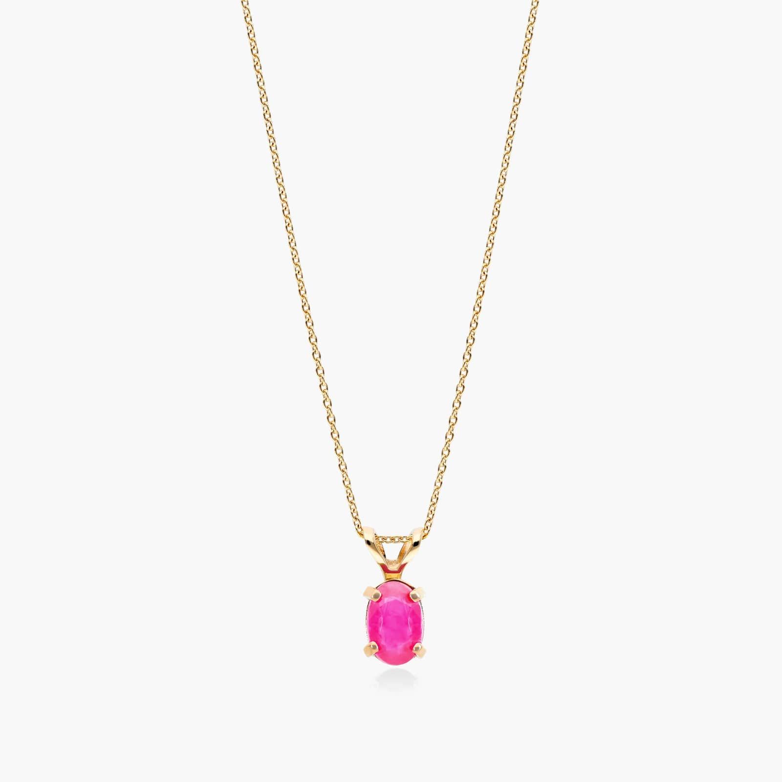 14K Yellow Gold Oval Ruby Birthstone Necklace By James Allen